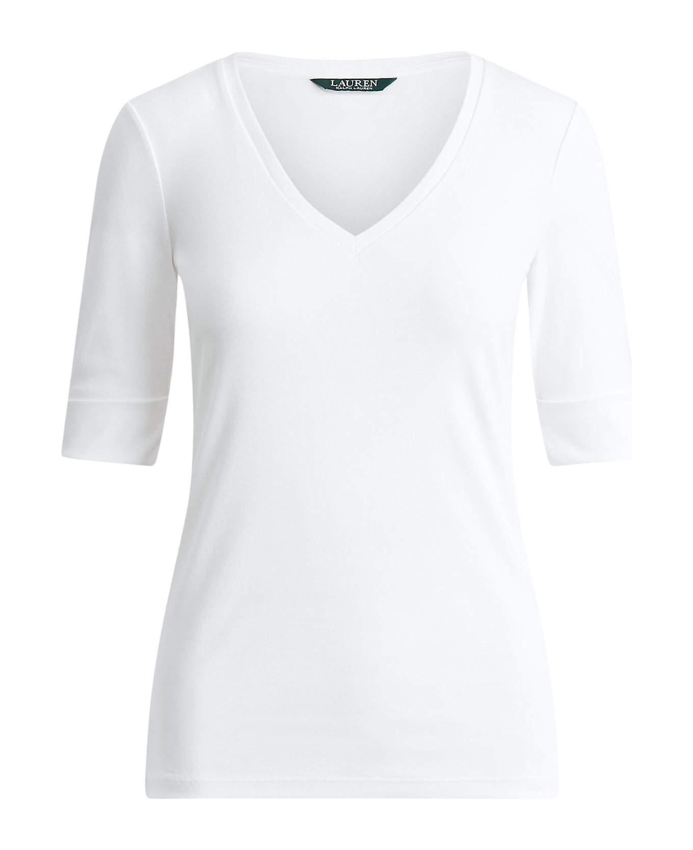 Ralph Lauren V Judy Elbow Sleeve Knit - White