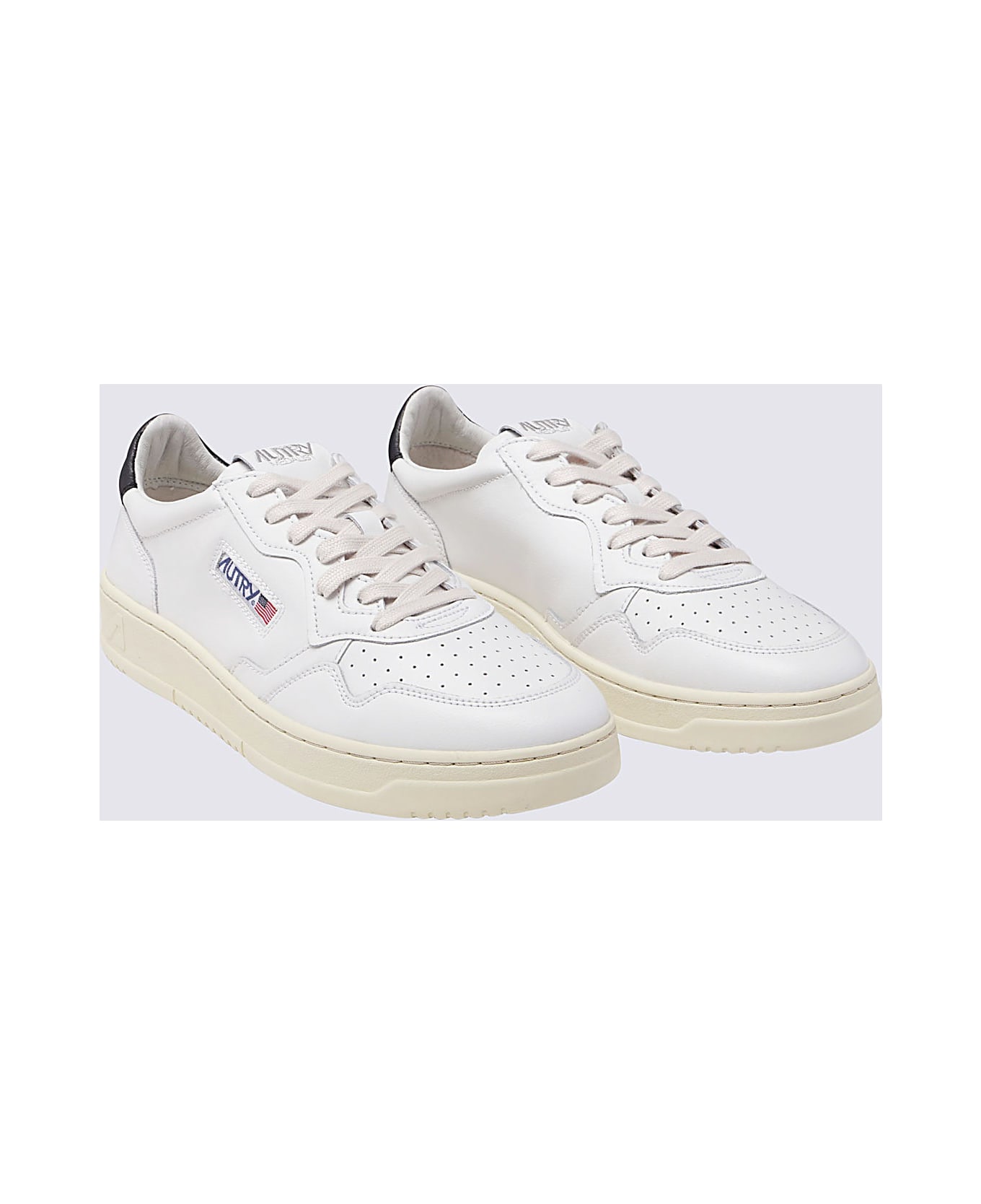 Autry White And Black Leather Sneakers - White