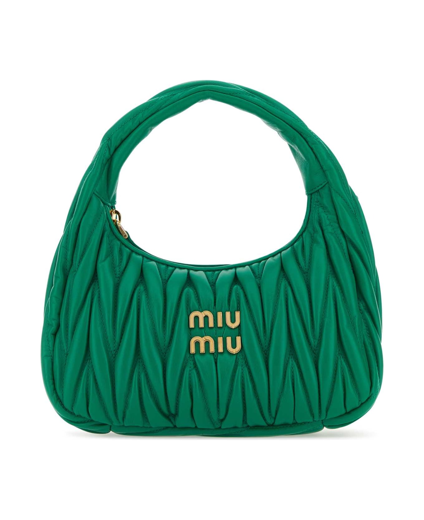 Miu Miu Grass Green Nappa Leather Handbag - MANGO