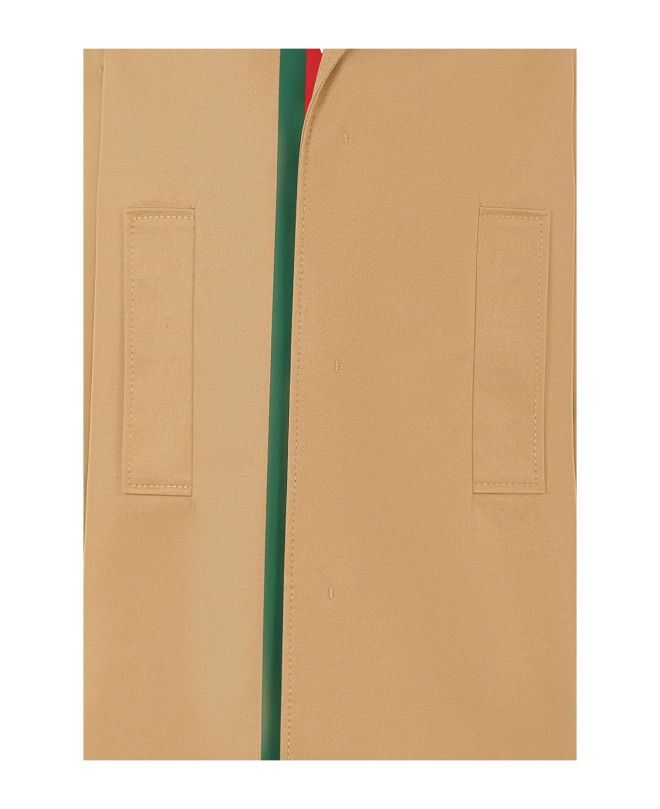 Gucci Beige Coat For Kids With Web Detail - Beige