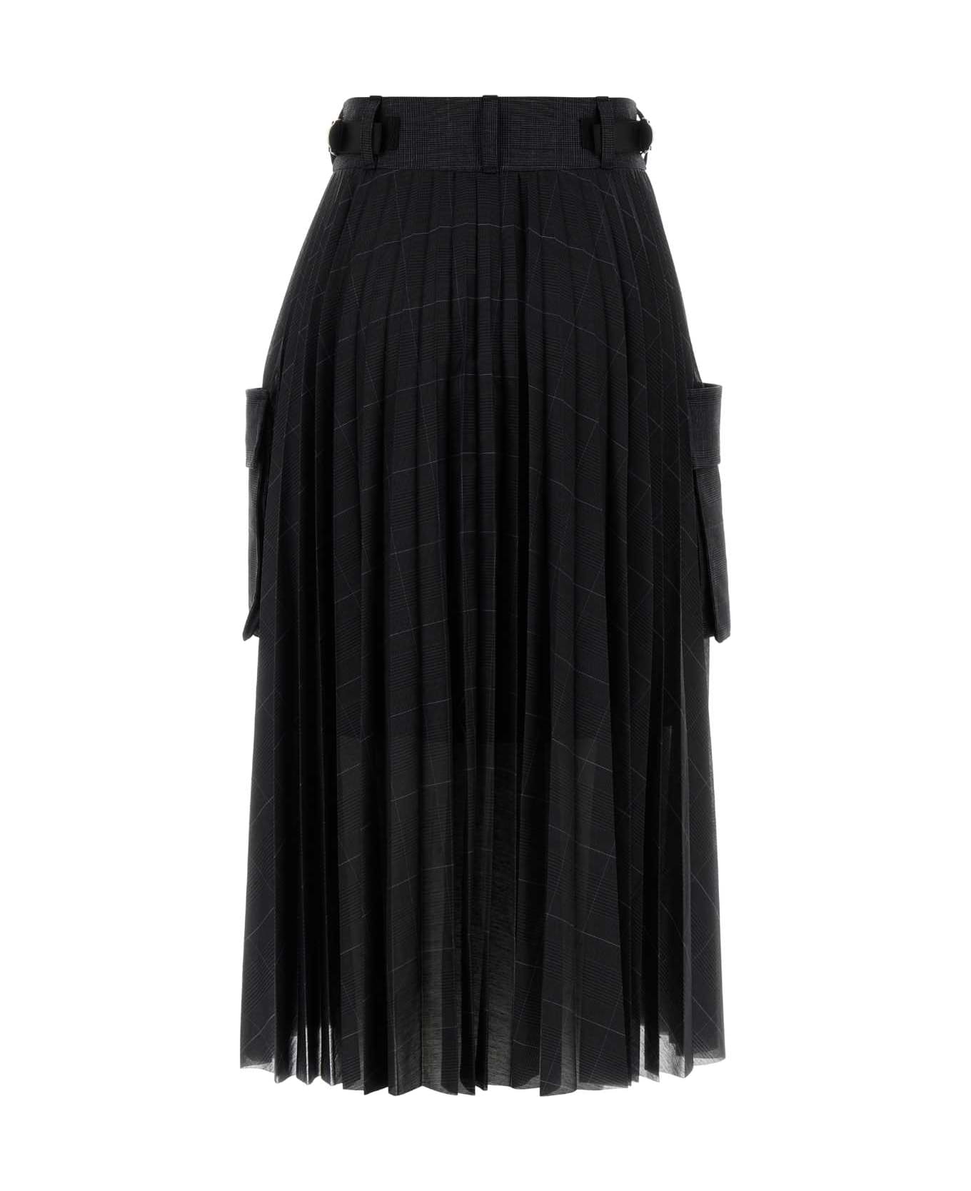 Sacai Embroidered Polyester Skirt - GRAY