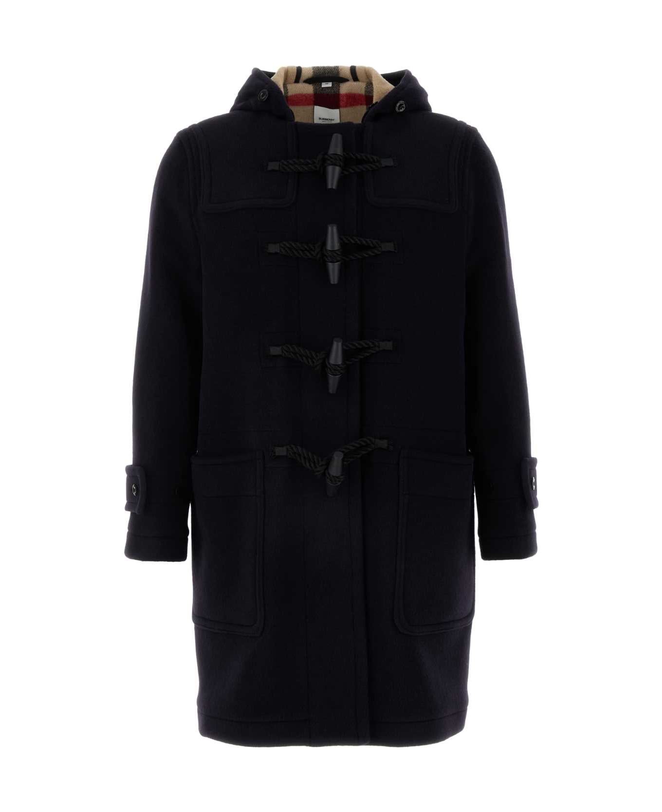 Burberry Navy Blue Wool Blend Coat - A1960