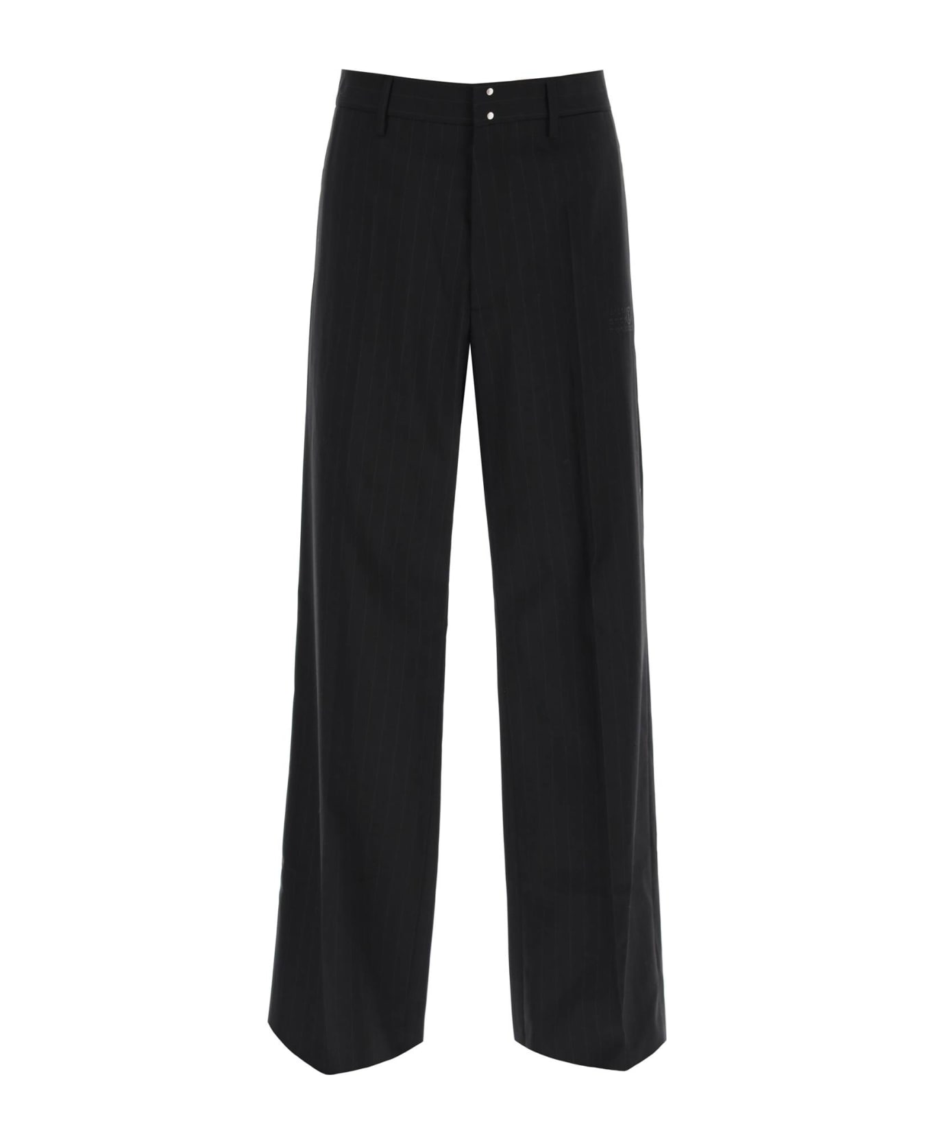 MM6 Maison Margiela Straight Cut Pants With Pinstripe Motif - BLACK (Black)