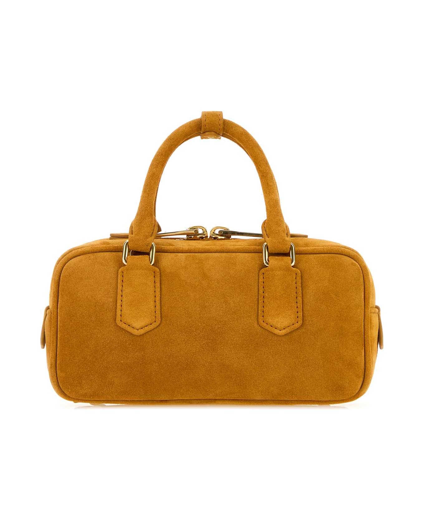 Miu Miu Mustard Suede Arcadie Handbag - WHISKY