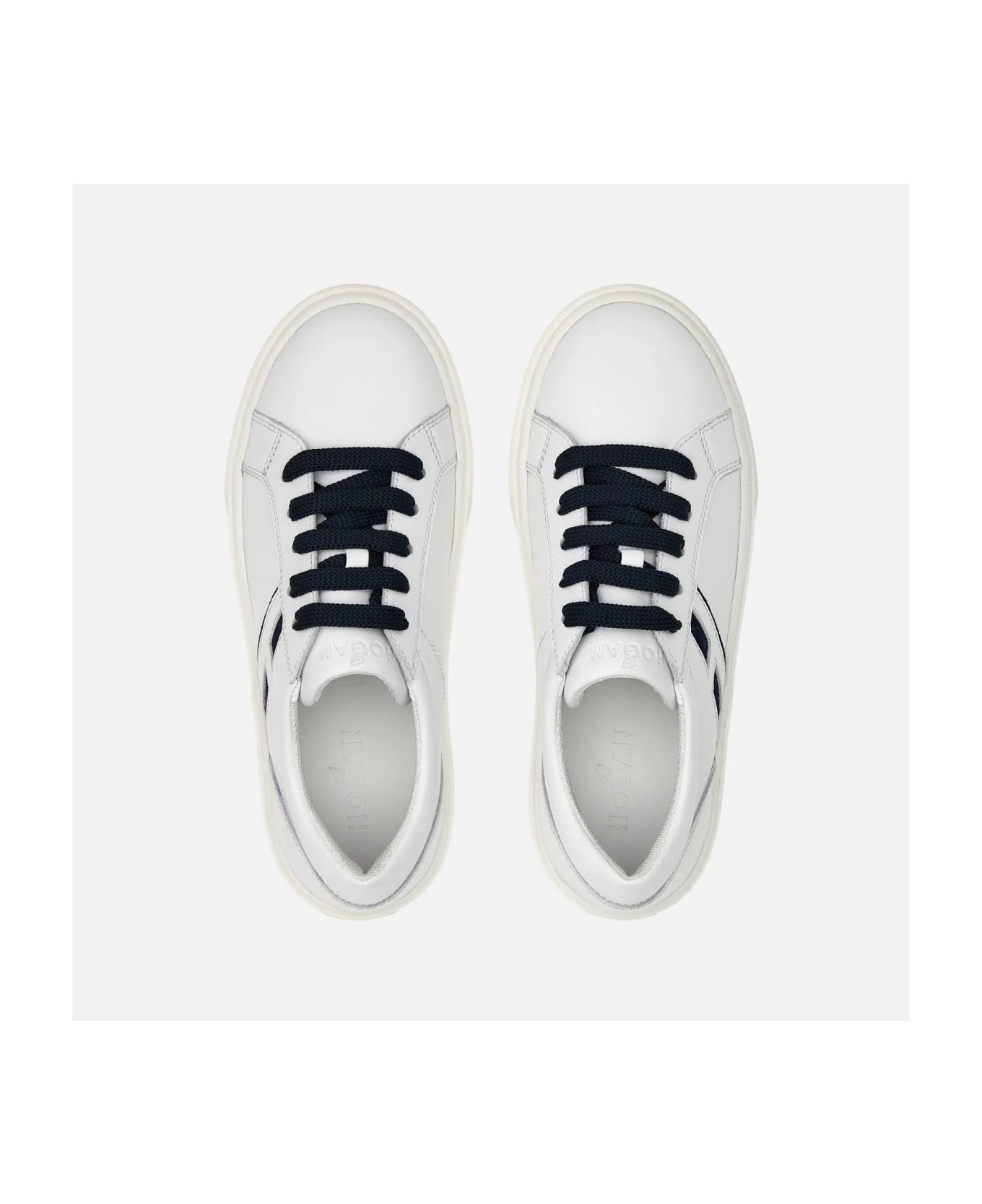 Hogan Sneakers H365 In White Leather - Blu+bianco