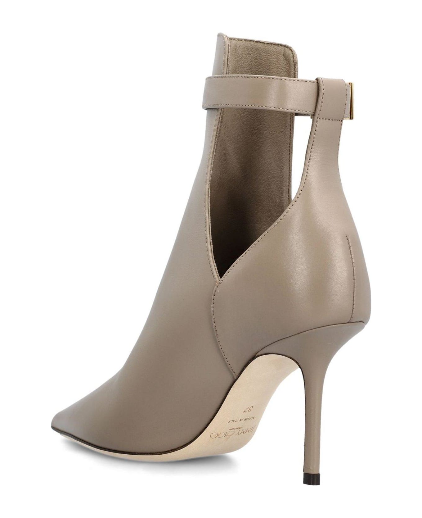 Jimmy Choo Nell 85 Cut-out Pointed-toe Ankle Boots - Dove Grey