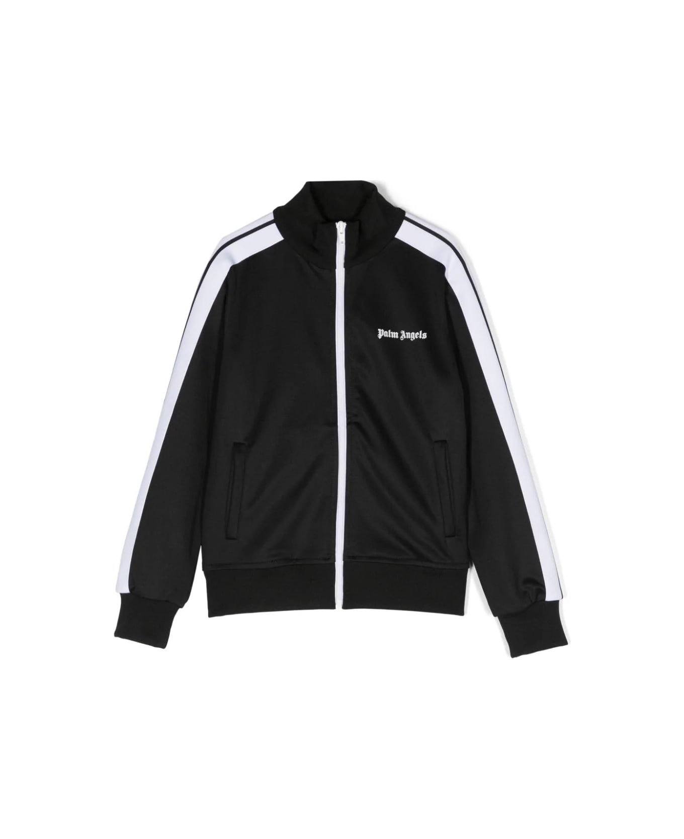 Palm Angels Black Track Jacket With Zip And Logo - Black