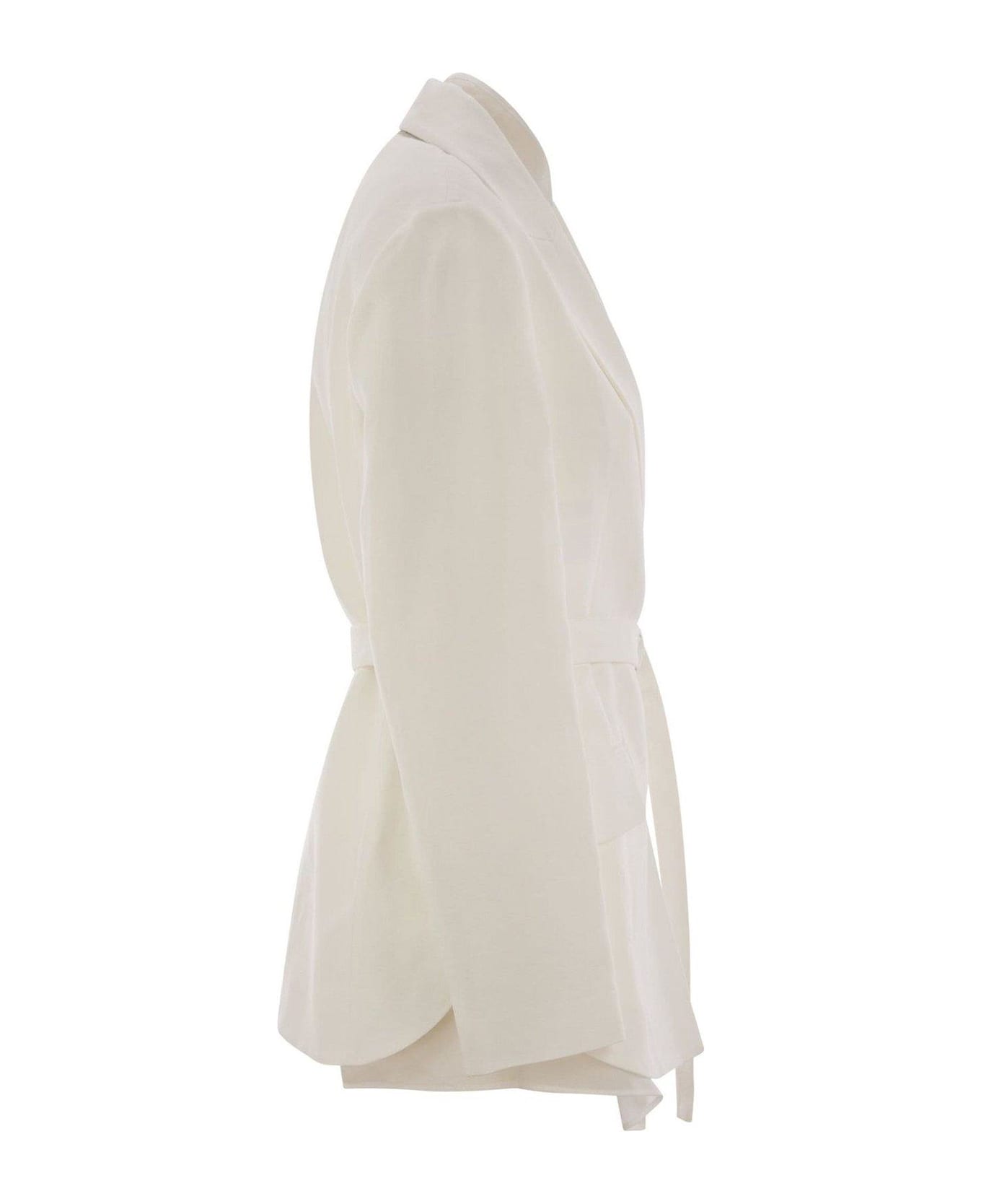 Brunello Cucinelli Belted Waist Jacket - White