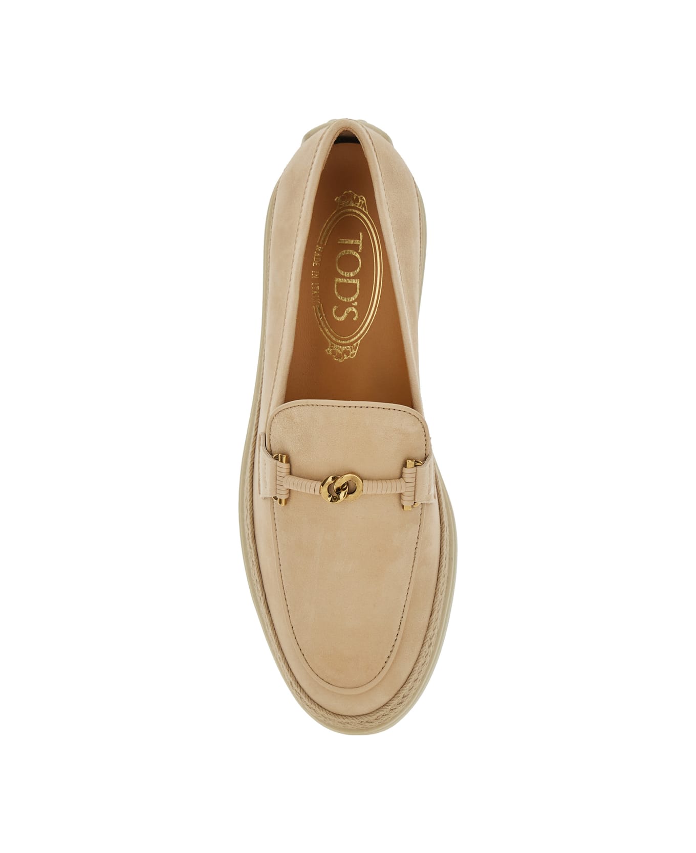 Tod's Beige Loafers With Cord Detail In Leather Woman - Beige