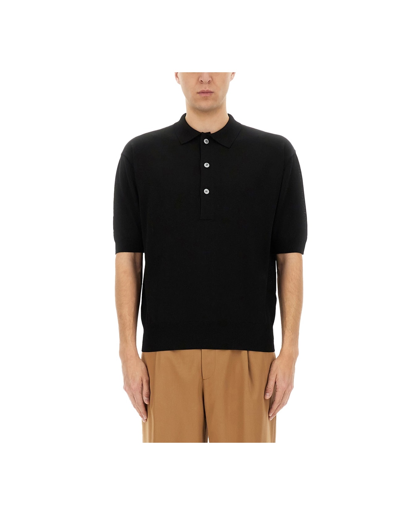 Lardini Organic Cotton Polo Shirt - BLACK