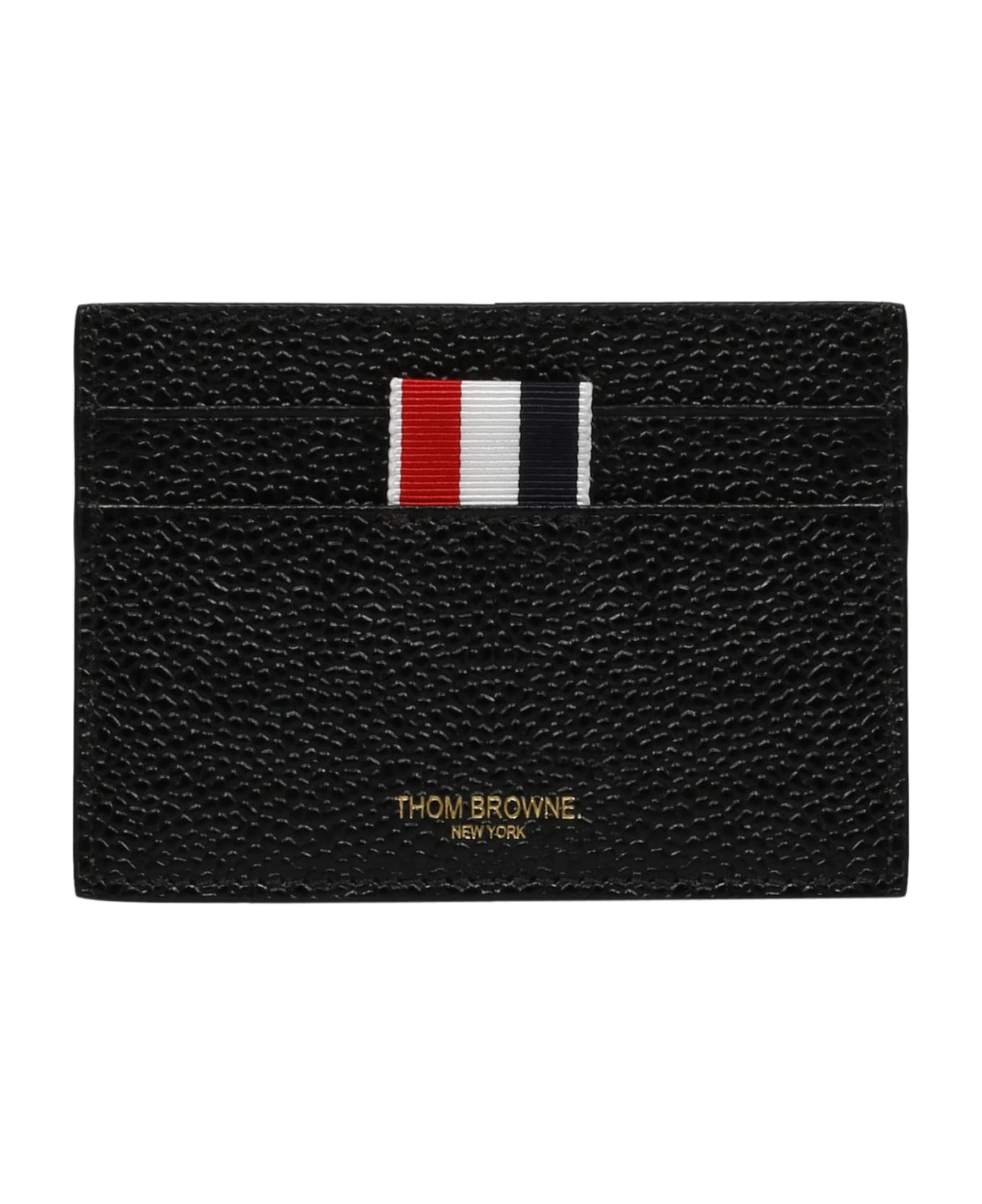 Thom Browne Black Pebble Grain Leather Card Holder - Black