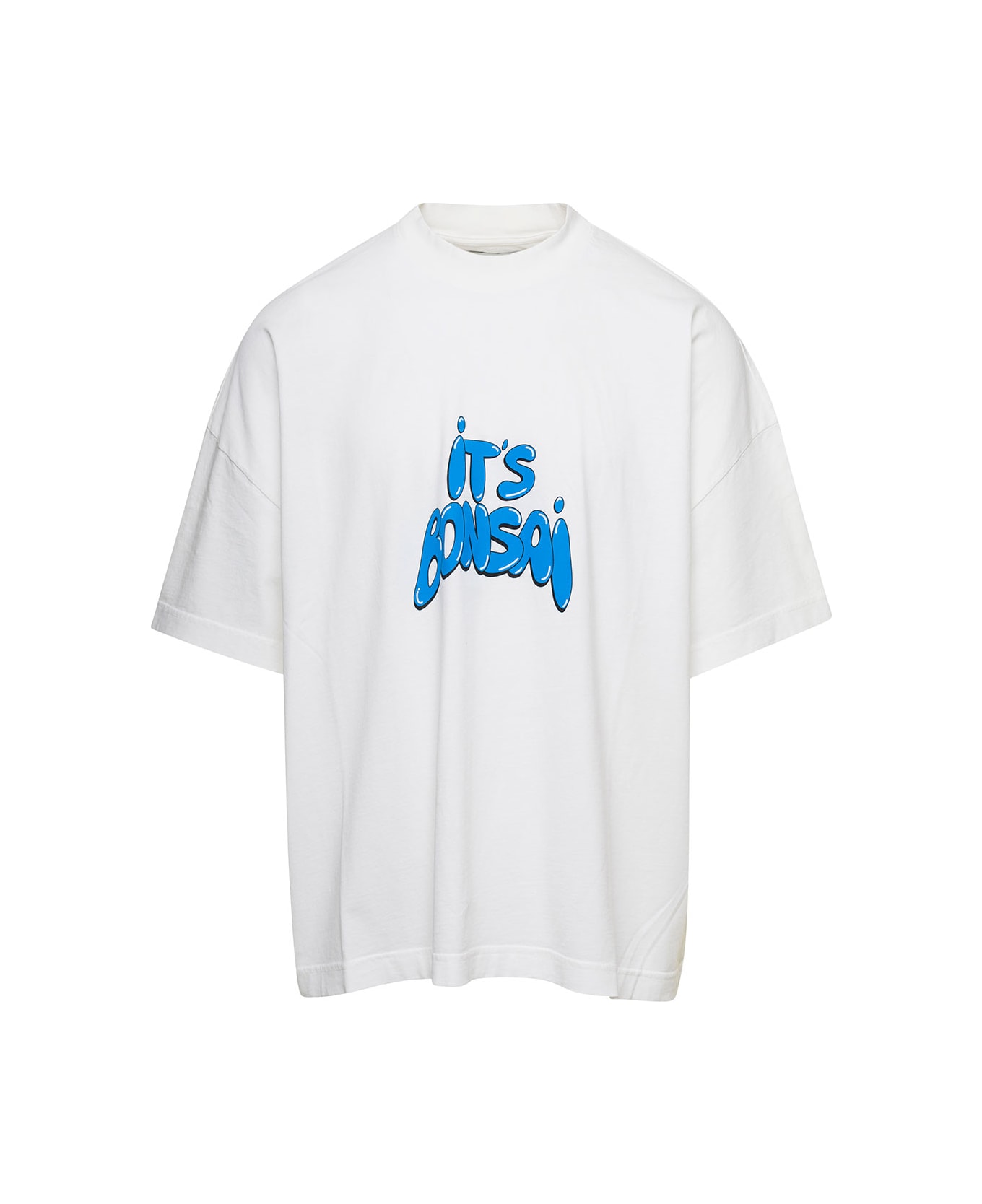 Bonsai Oversized White T-shirt With Logo Print In Cotton Man - White