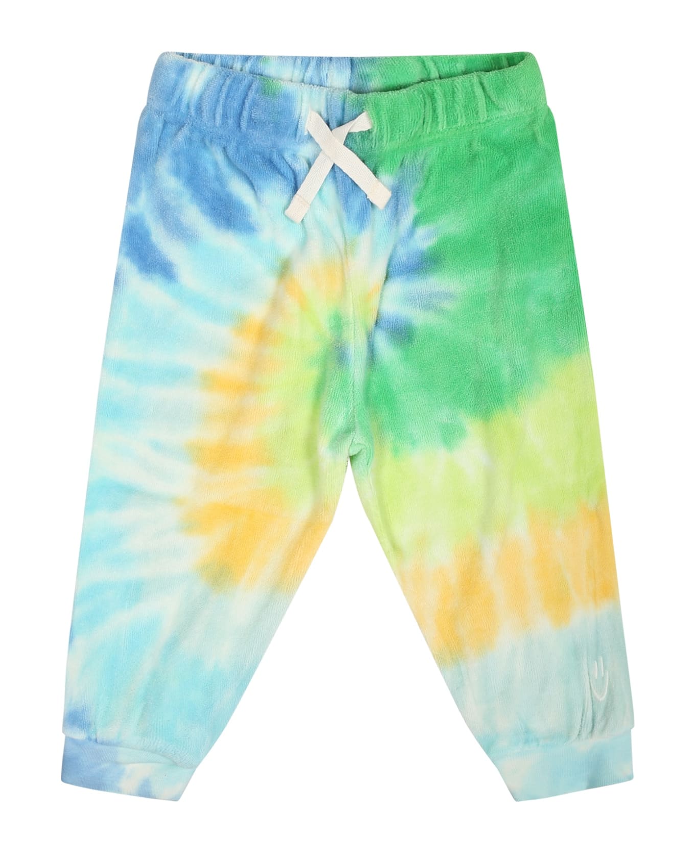 Molo Light Blue Trousers For Babykids With Smiley - Multicolor