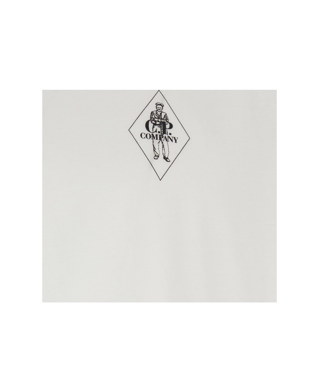 C.P. Company White Crewneck T-shirt With Logo Detail On The Front In Cotton Woman - White