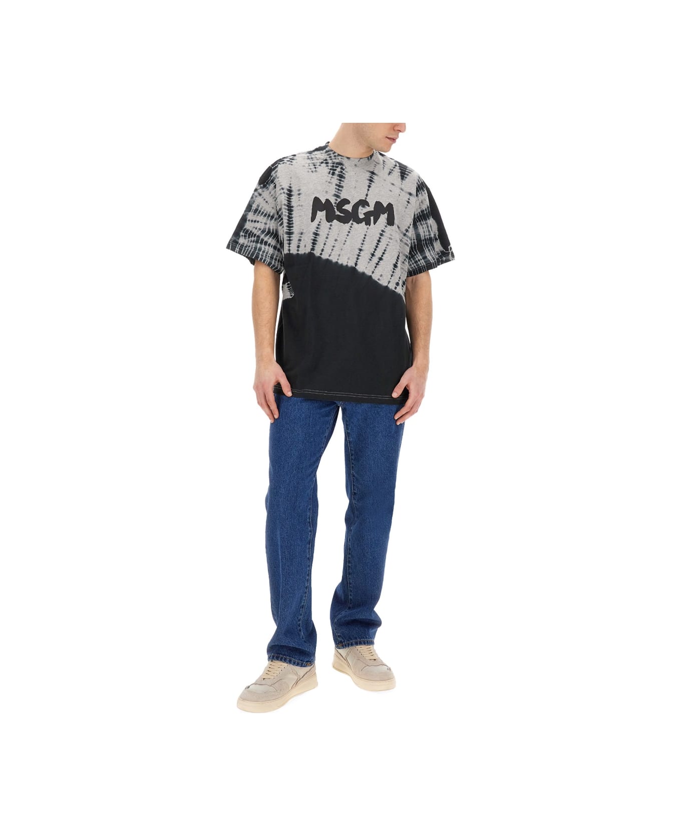 MSGM T-shirt With New Brushed Logo - GREY