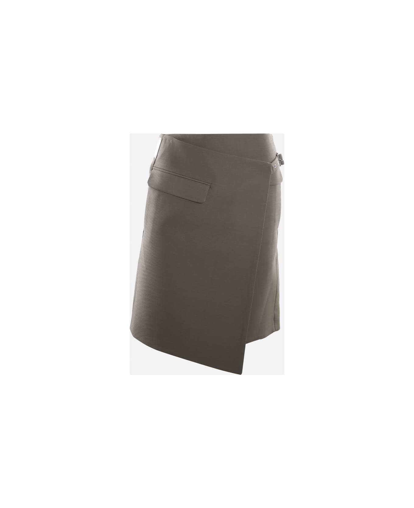 Peter Do Asymmetrical Skirt In Virgin Wool - Olive