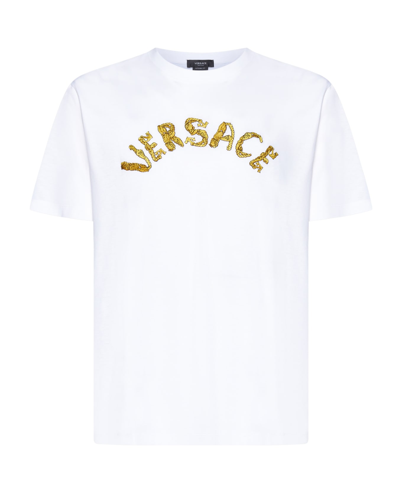 Versace Logo Embroidery Cotton T-shirt - White