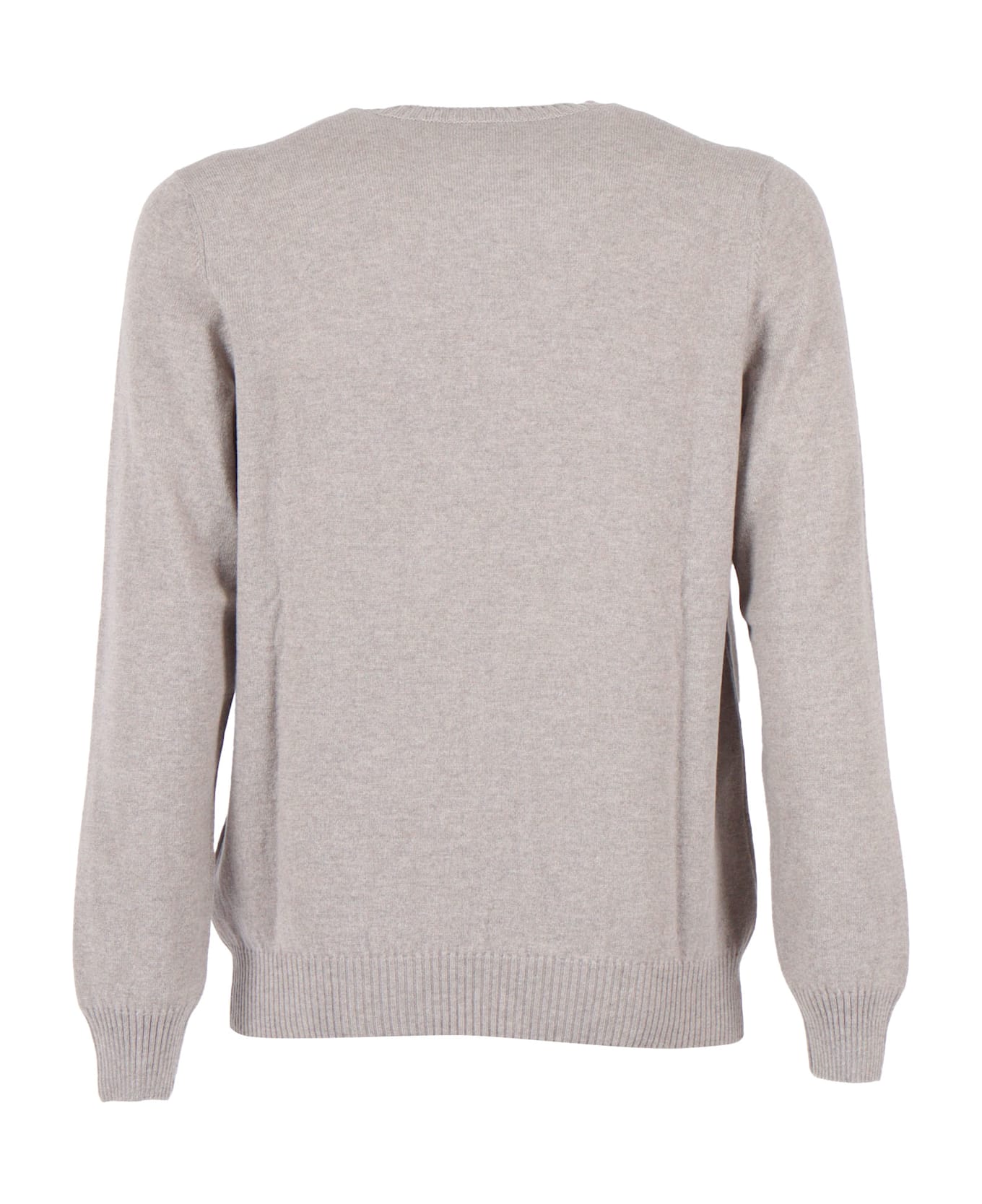 Settefili Cashmere French Shoulder Crew Neck Slim - BEIGE