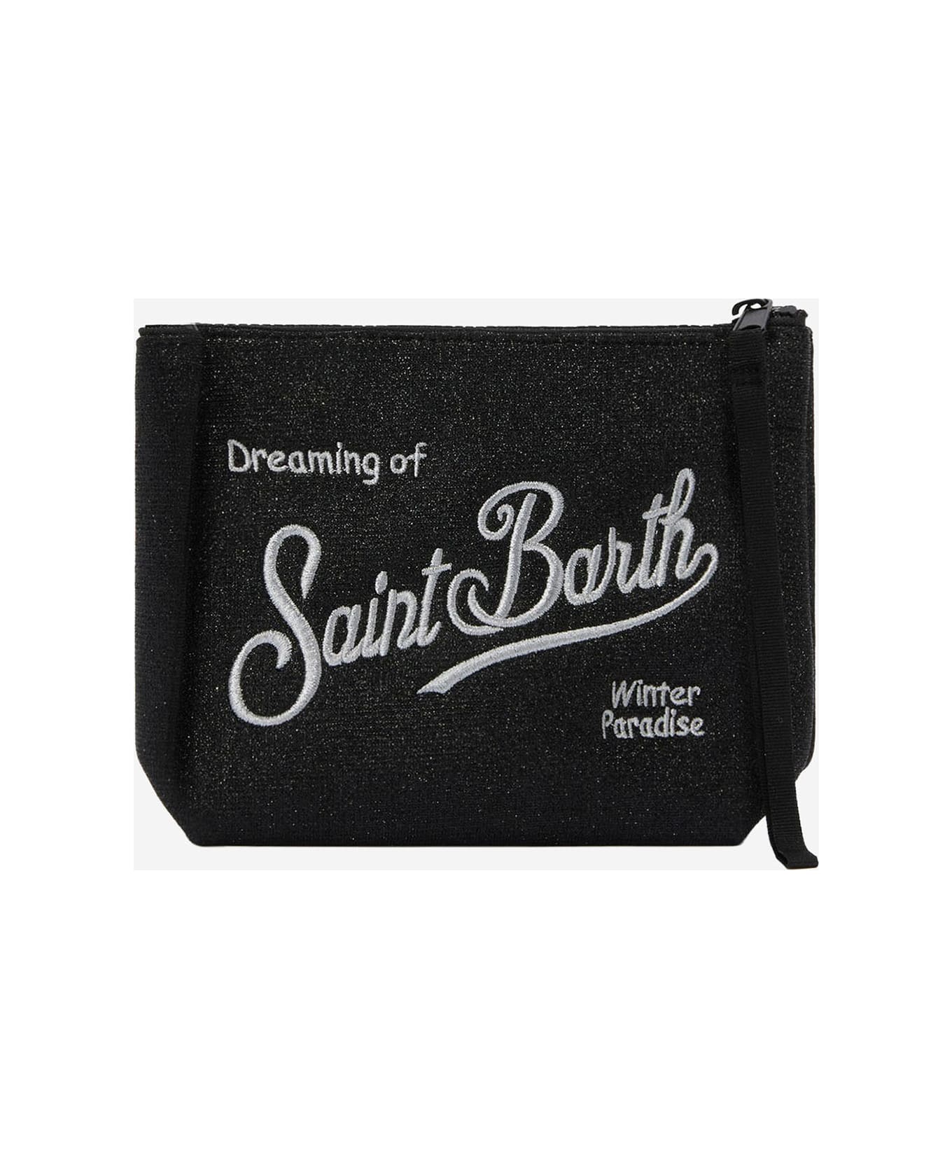 MC2 Saint Barth Aline Lurex Clutch With Logo - Black