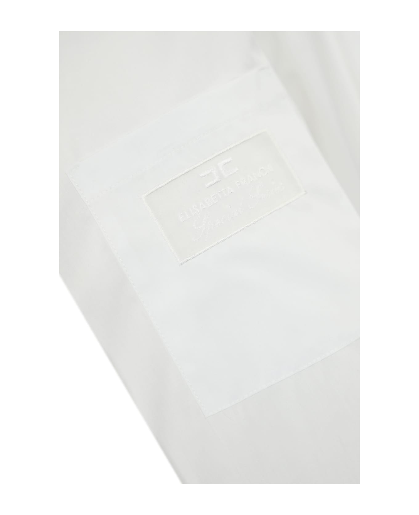 Elisabetta Franchi Logo Embroidered Curved Hem Shirt - Bianco