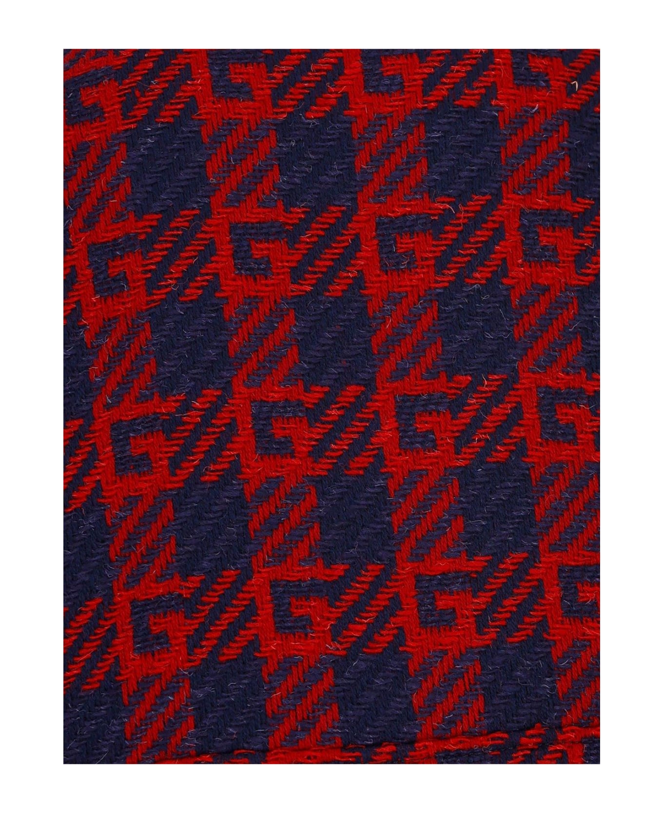 Gucci Square G Checked Double Breasted Coat - Blue Red