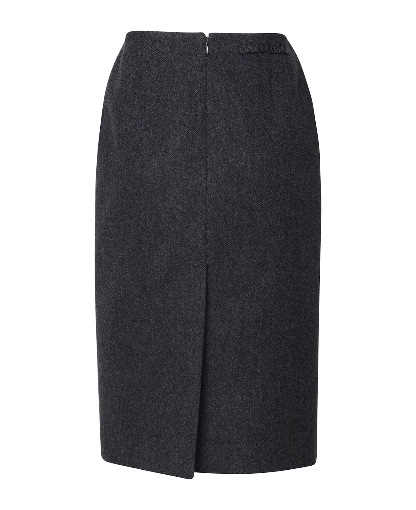 Miu Miu Longuette Skirt In Virgin Wool - Grey