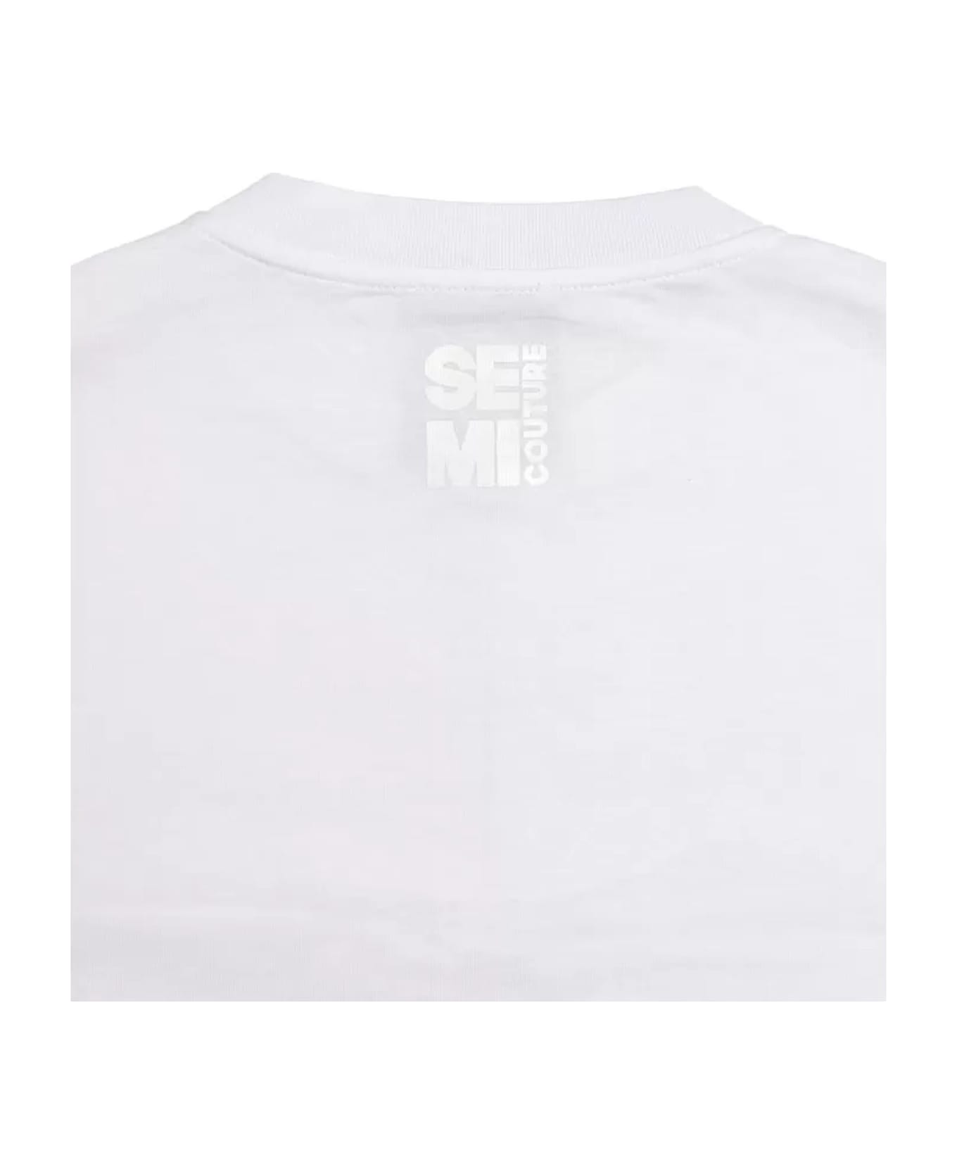 SEMICOUTURE White Cotton T-shirt - White