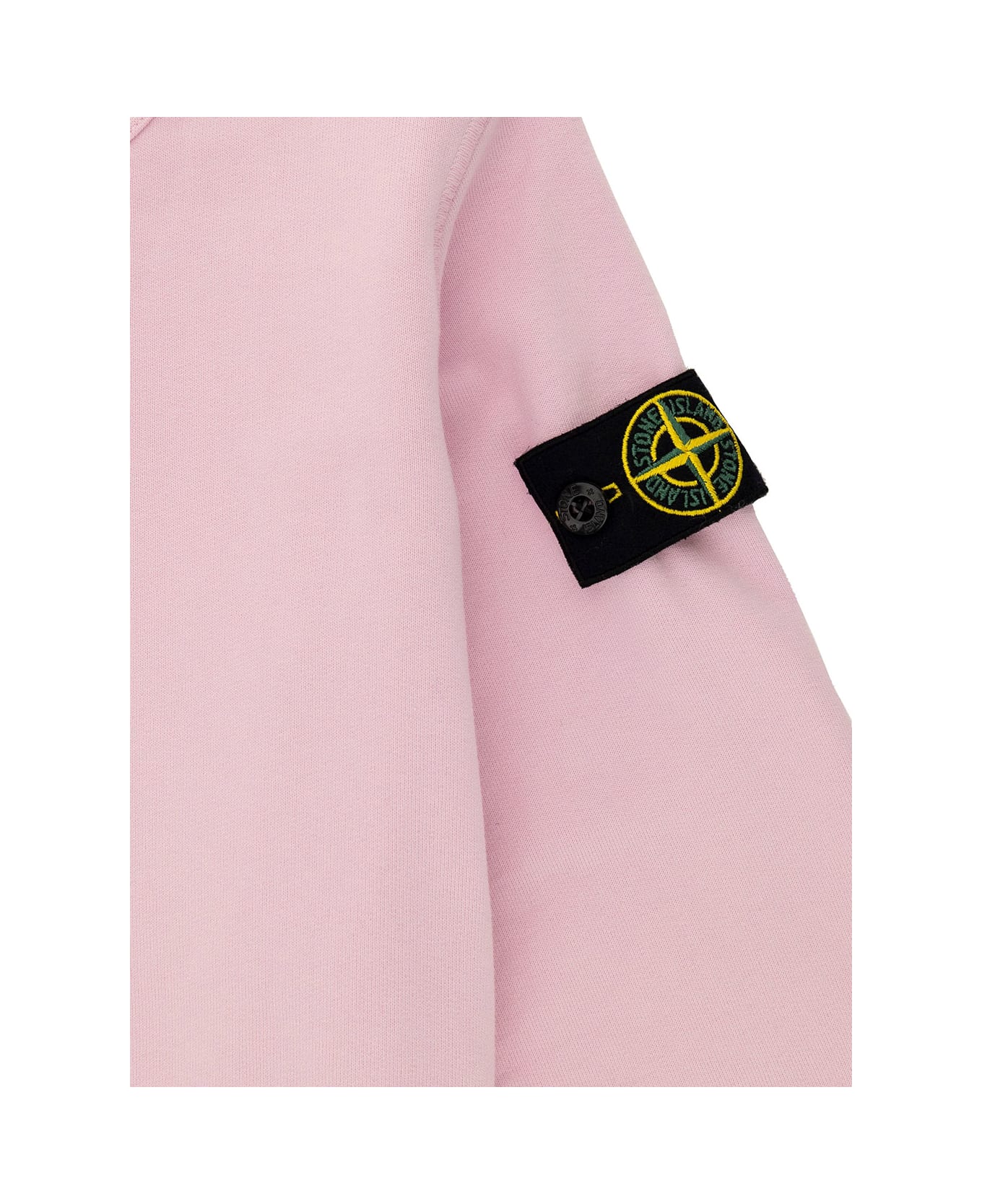 Stone Island Junior Pink Crewneck Sweatshirt With Logo Patch In Cotton Boy - Pink ニットウェア＆スウェットシャツ