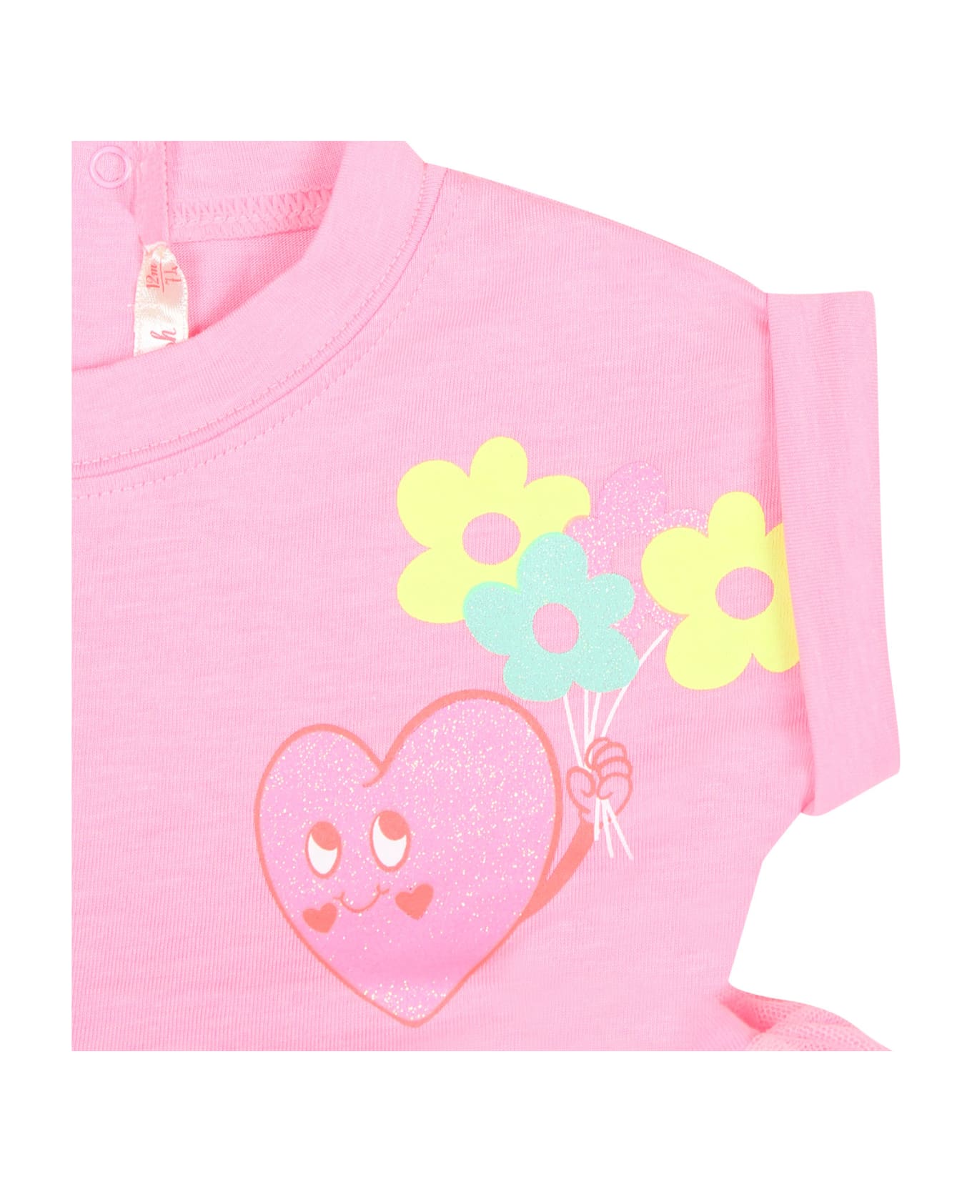 Billieblush Fuchsia Dress For Baby Girl With Multicolor Print - Fuchsia