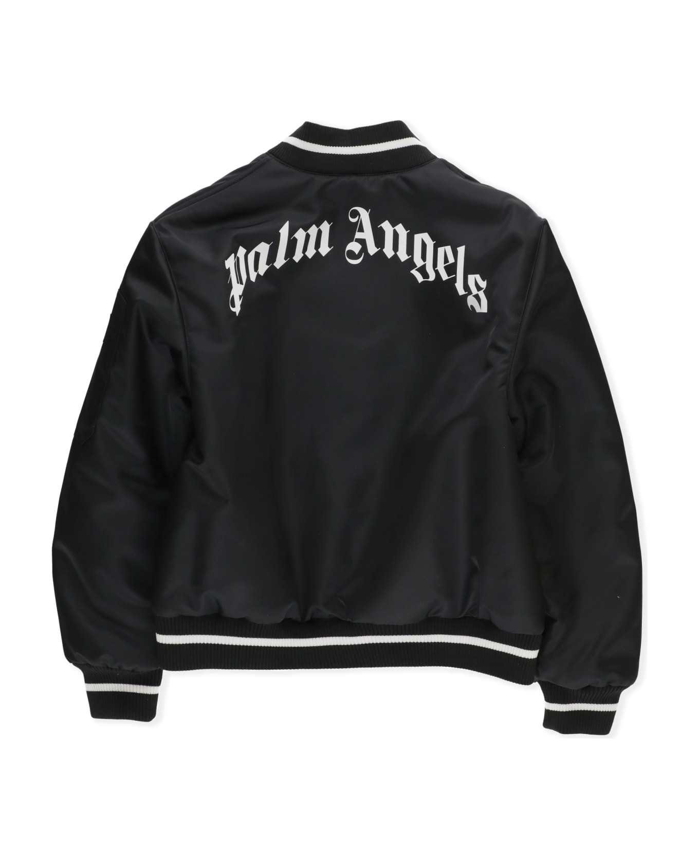 Palm Angels Bomber Jacket With Curved Logo - Black