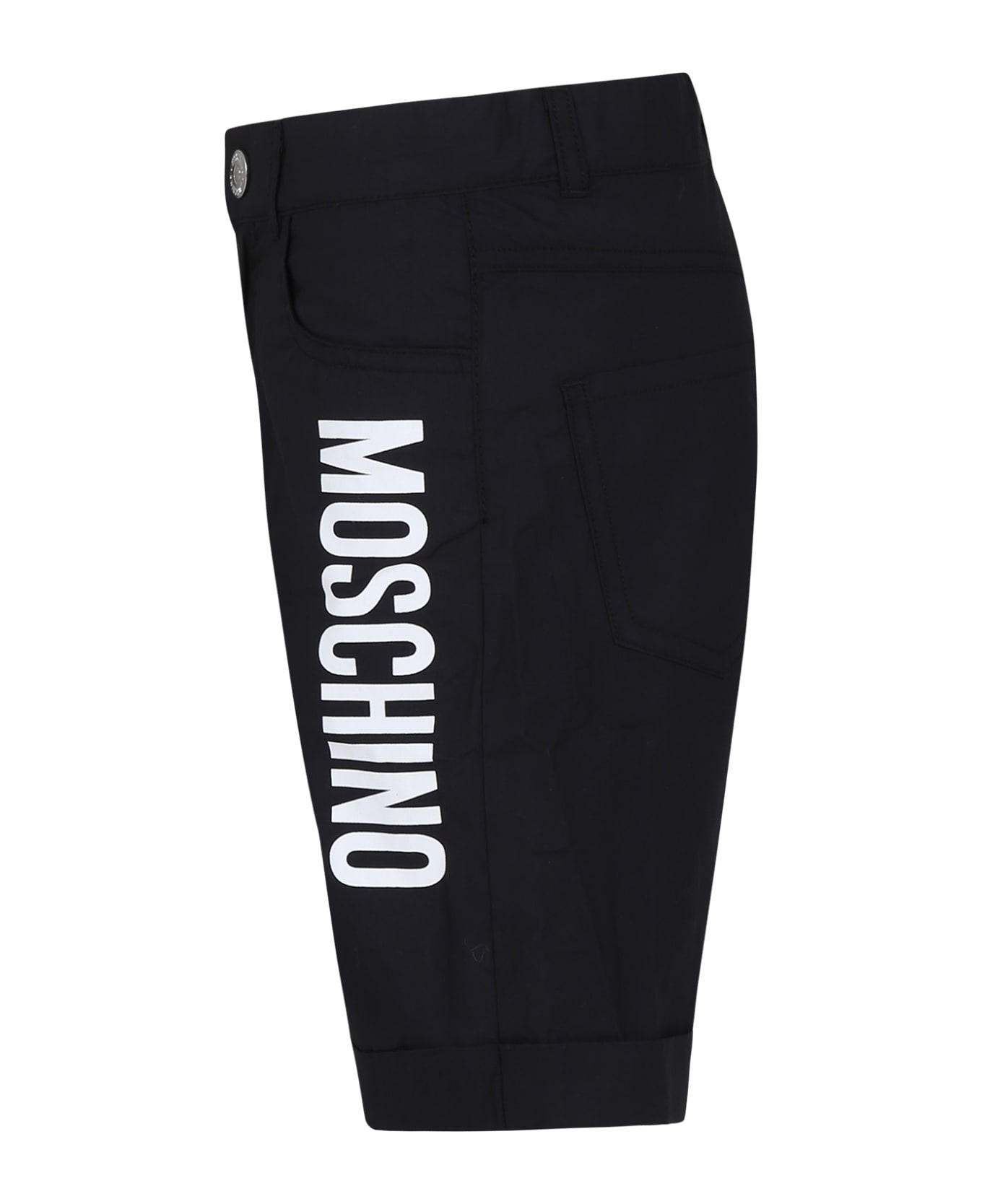 Moschino Black Shorts For Kids With Logo - Black