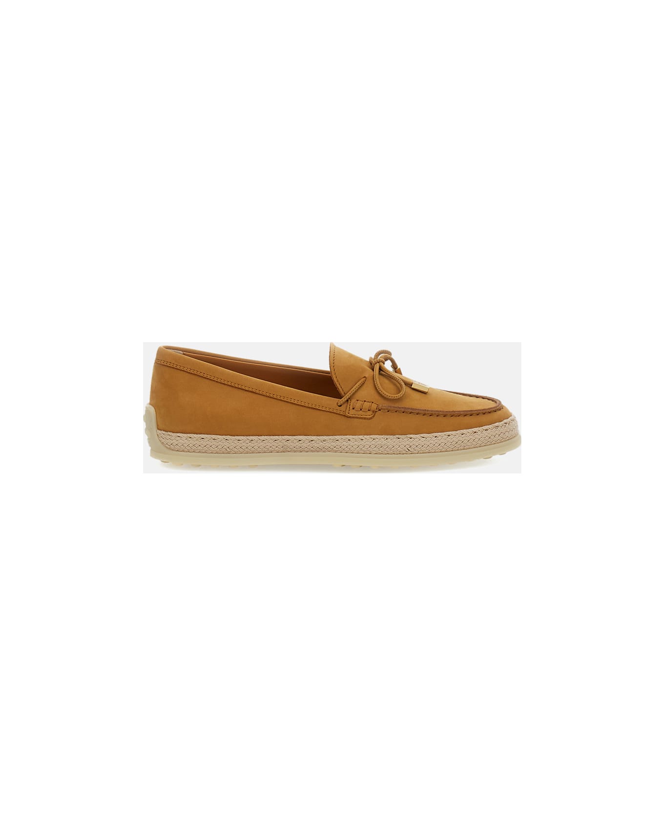 Tod's Leather And Raffia Loafer - Brown フラットシューズ