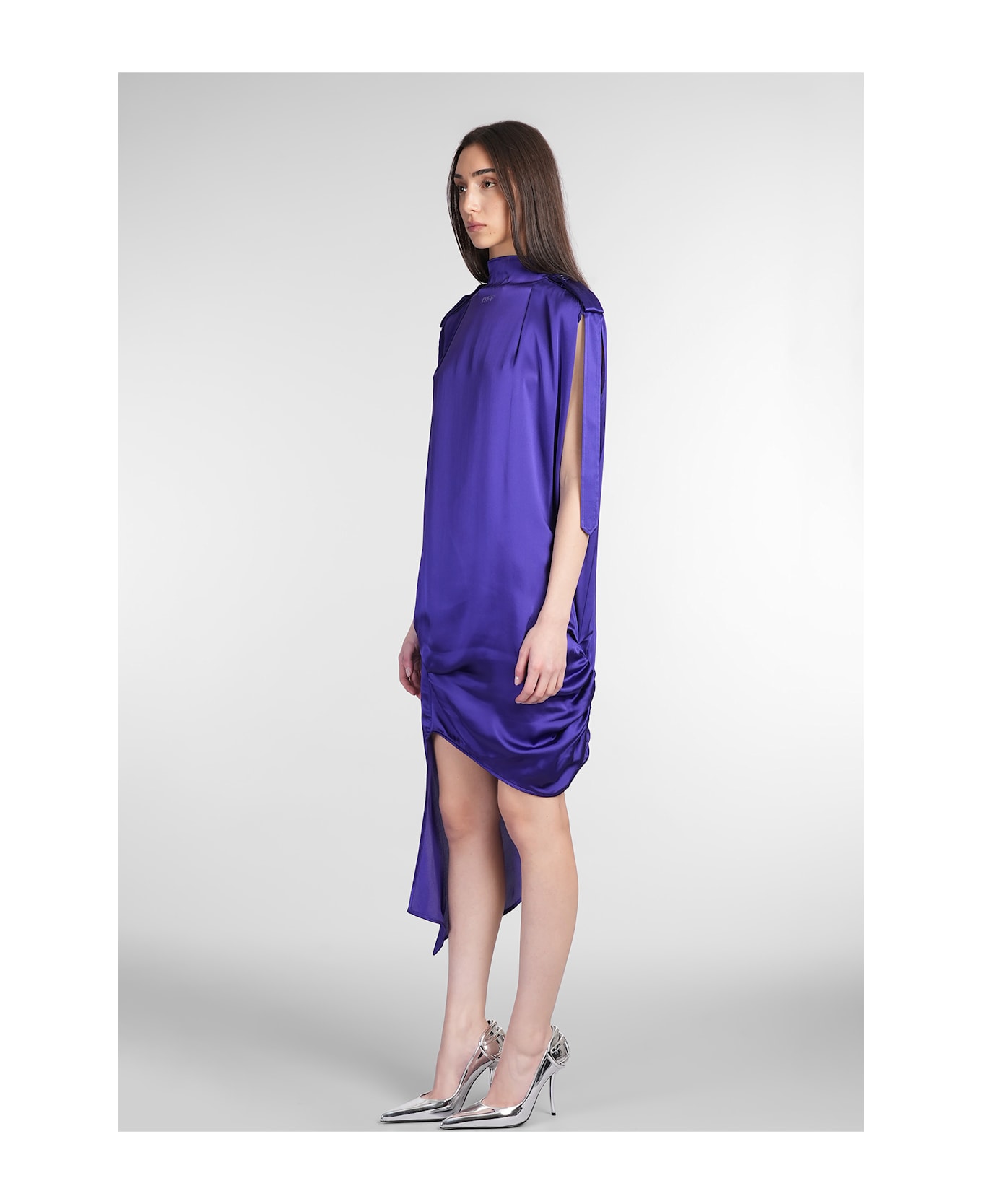 Off-White Mini Dress In Viola Acetate - Viola