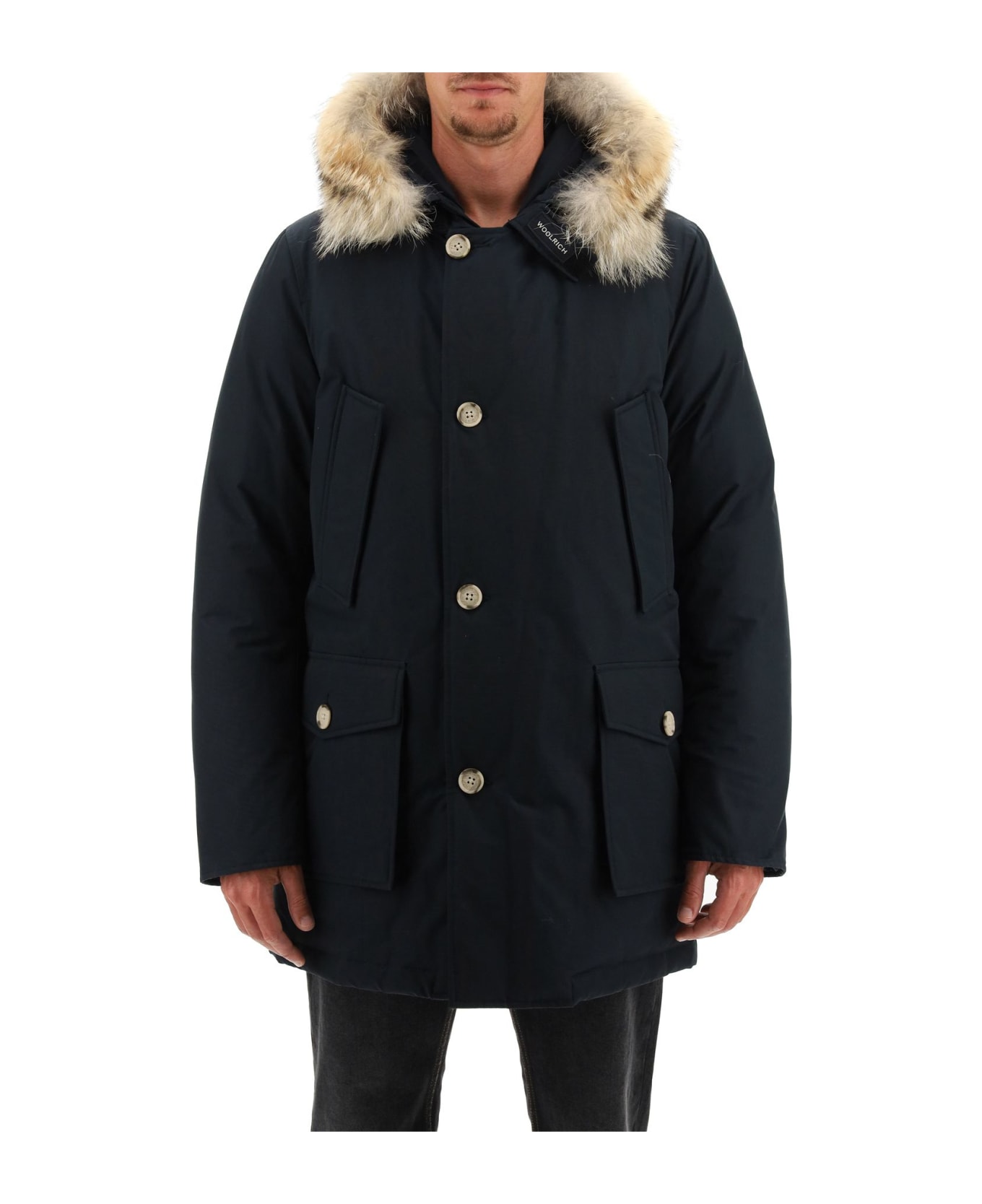 Woolrich Artic Df Parka With Coyote Fur - Mlb Melton Blue コート