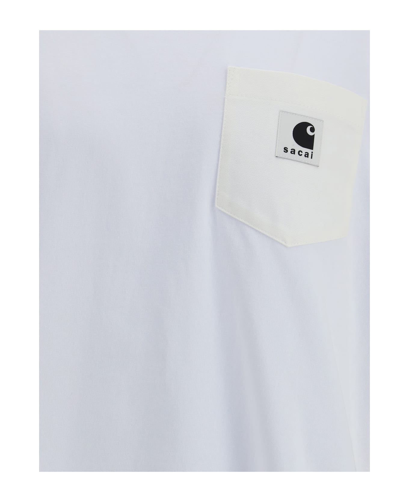 Sacai Wip Cotton Jersey T-shirt By Sacai X Carhartt - white