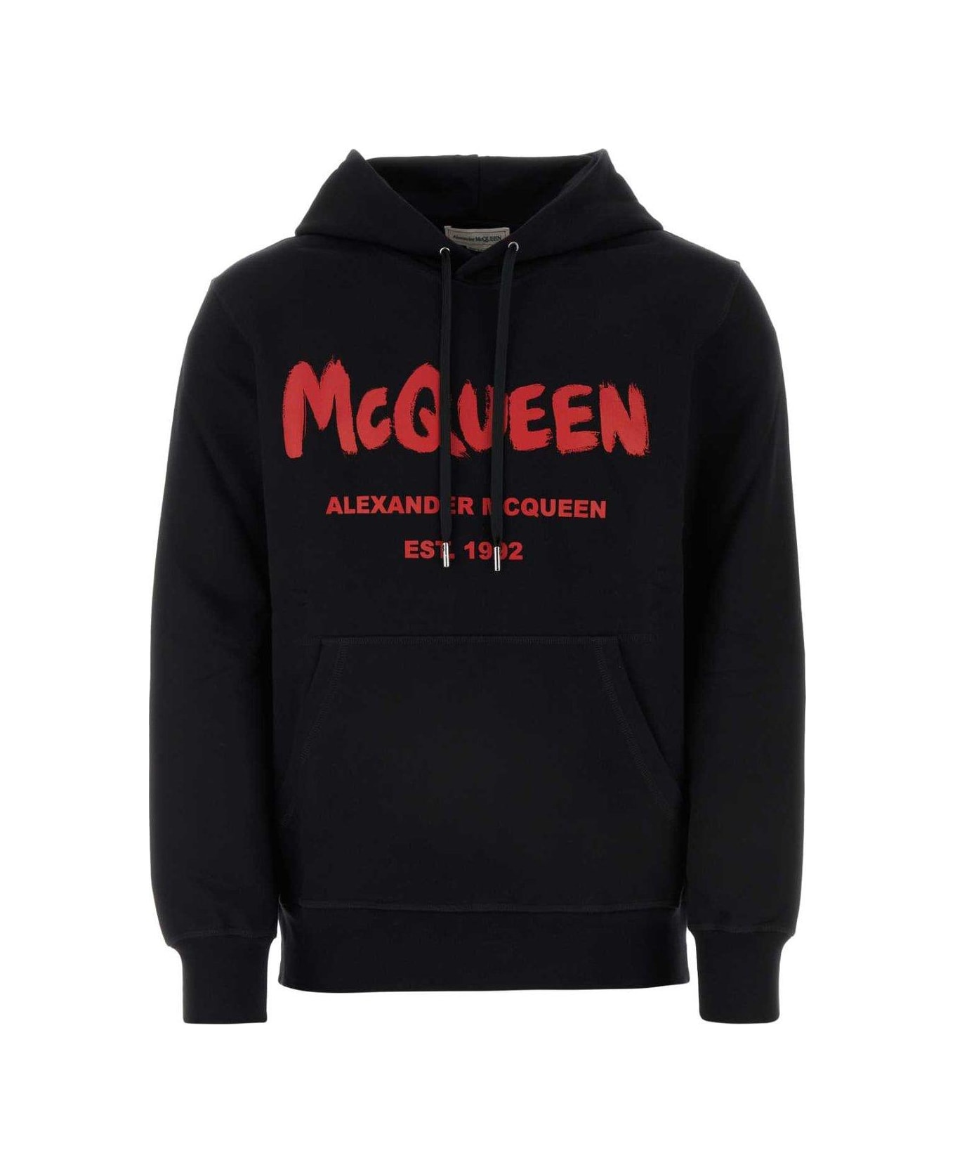 Alexander McQueen Logo Printed Drawstring Hoodie - BLACKLUSTRED
