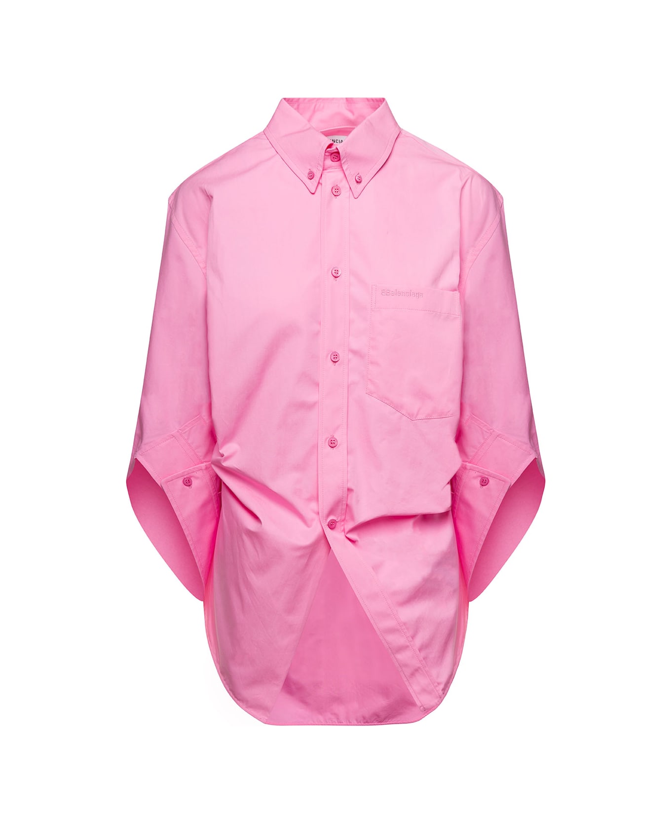 Balenciaga 'wing' Pink Shirt With Asymmetric Hem In Cotton Woman - Pink