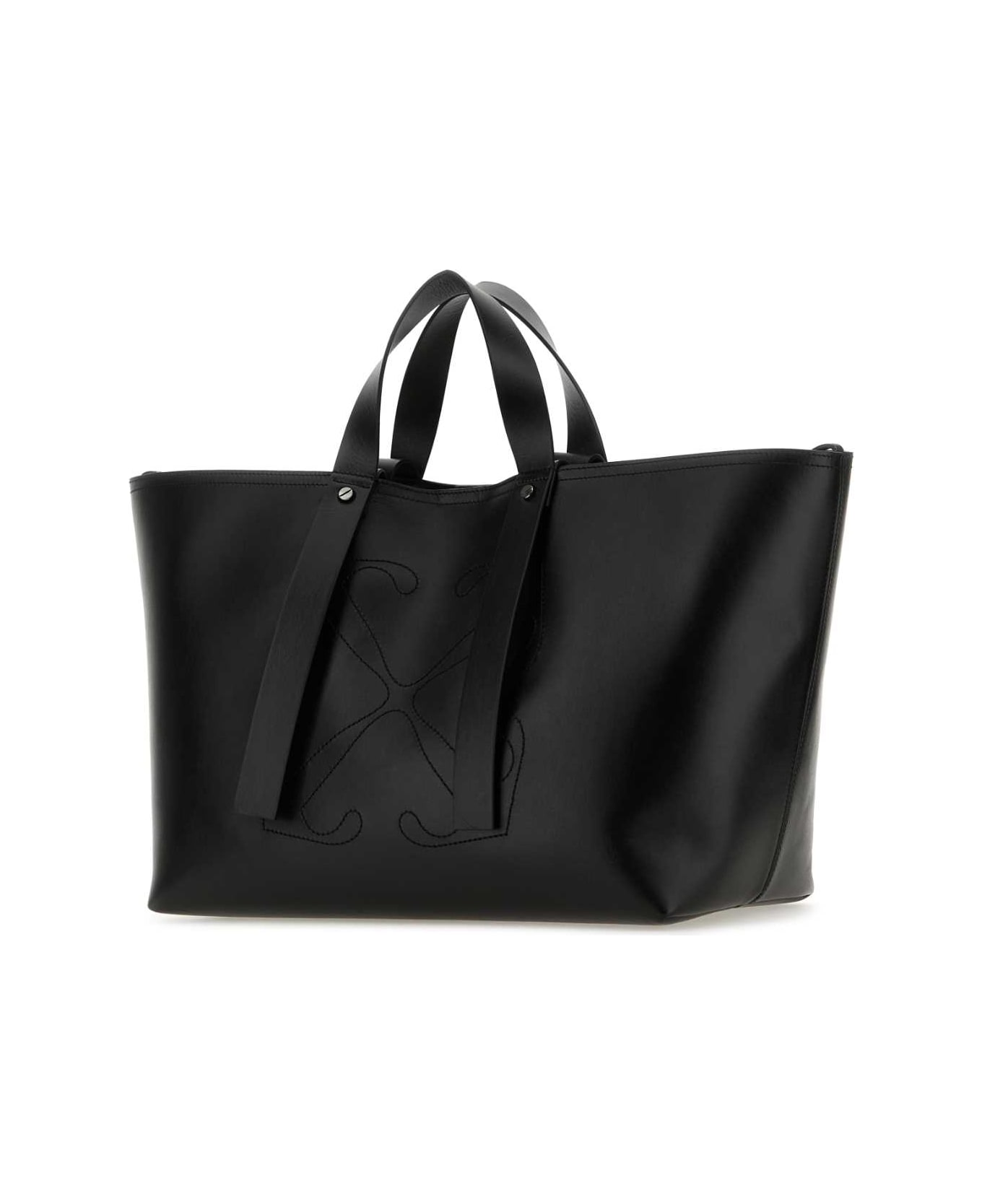 Off-White Black Leather Medium Day Off Shopping Bag - 1000