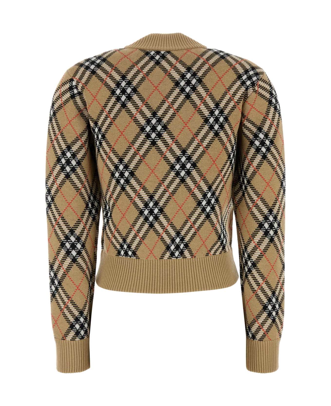 Burberry Embroidered Wool Blend Cardigan - SANDSANDIPCHECK