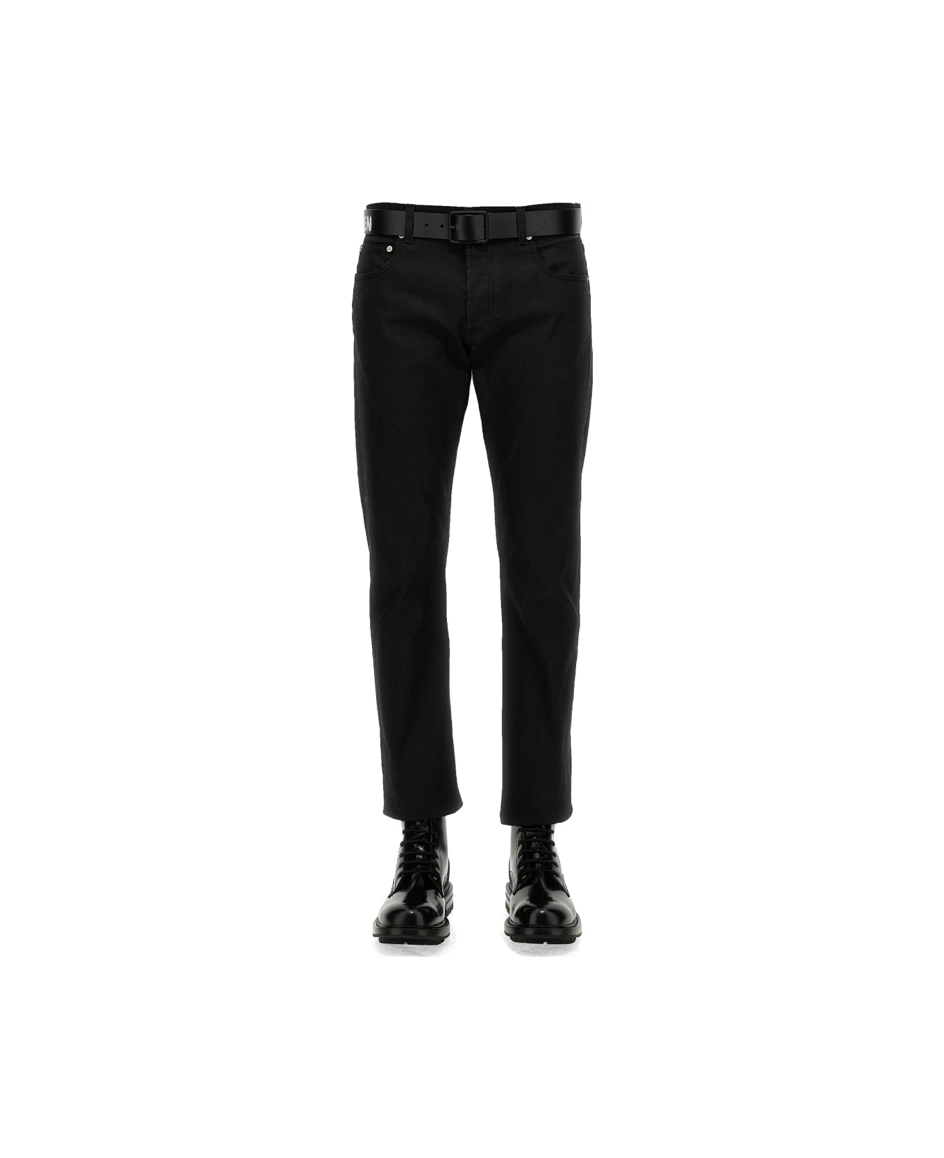 Alexander McQueen Jeans With Logo Embroidery - BLACK