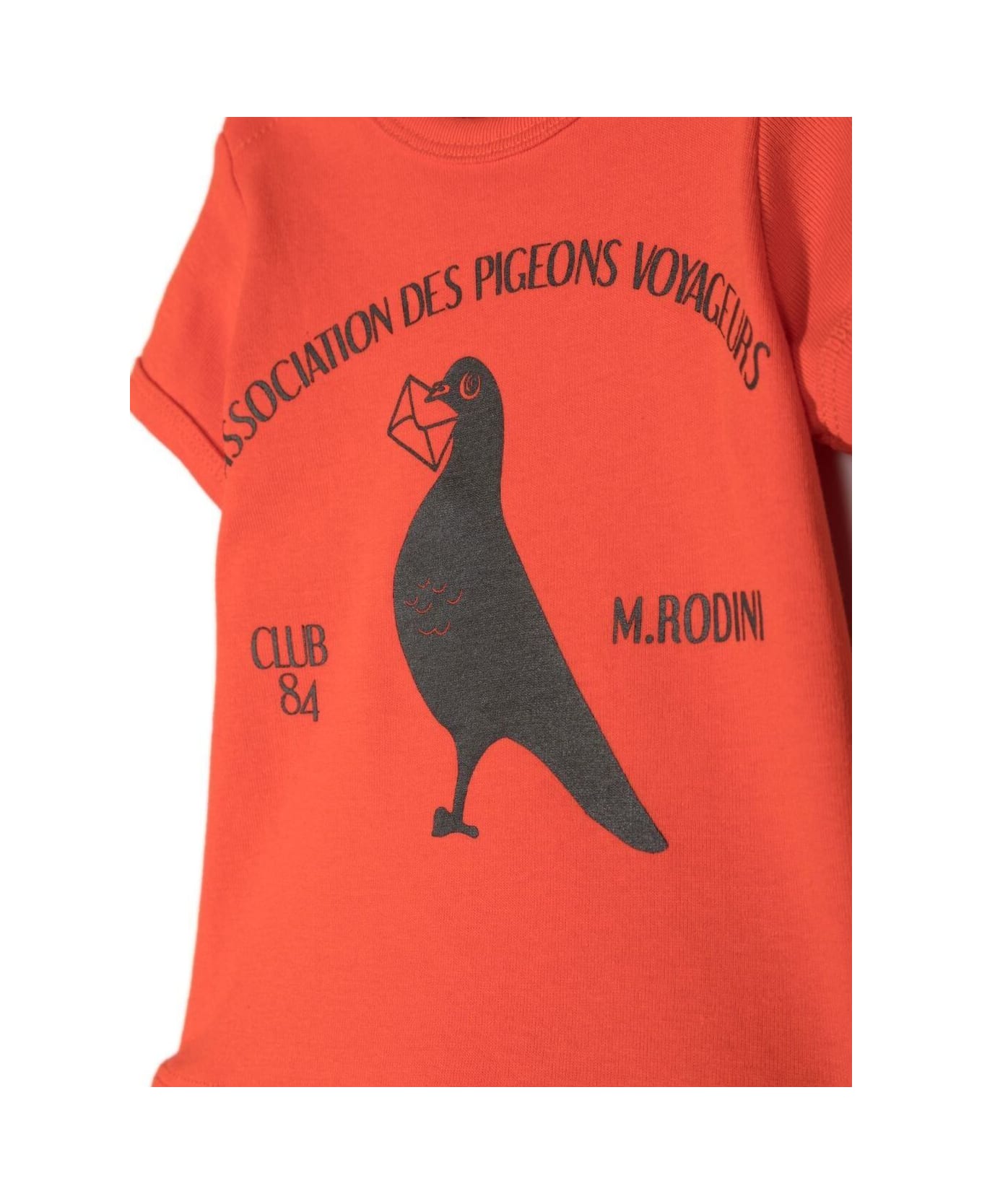 Mini Rodini Red T-shirt With Front Pigeons Print In Cotton Boy - Red Tシャツ＆ポロシャツ