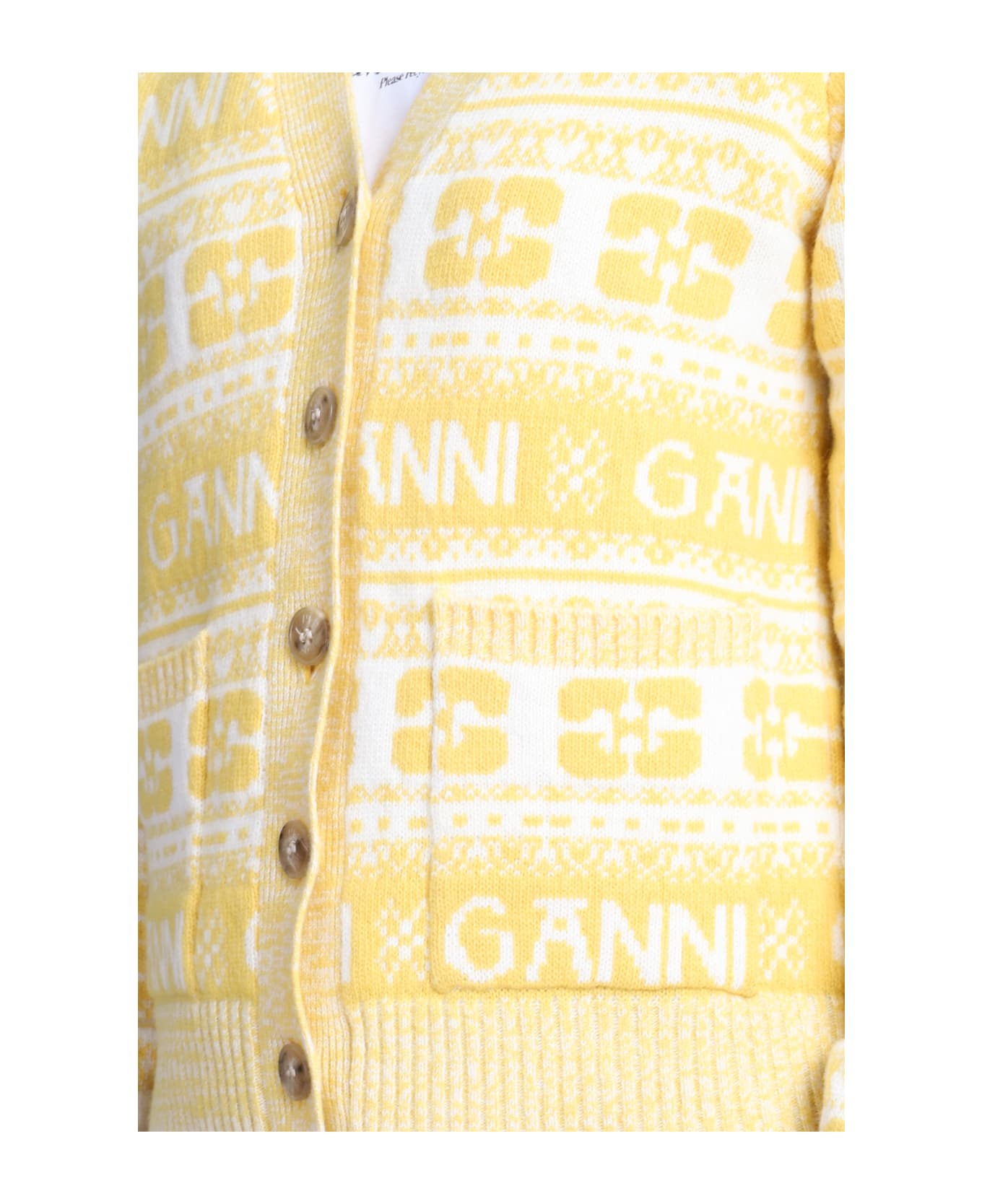 Ganni Yellow Wool Cardigan - Yellow