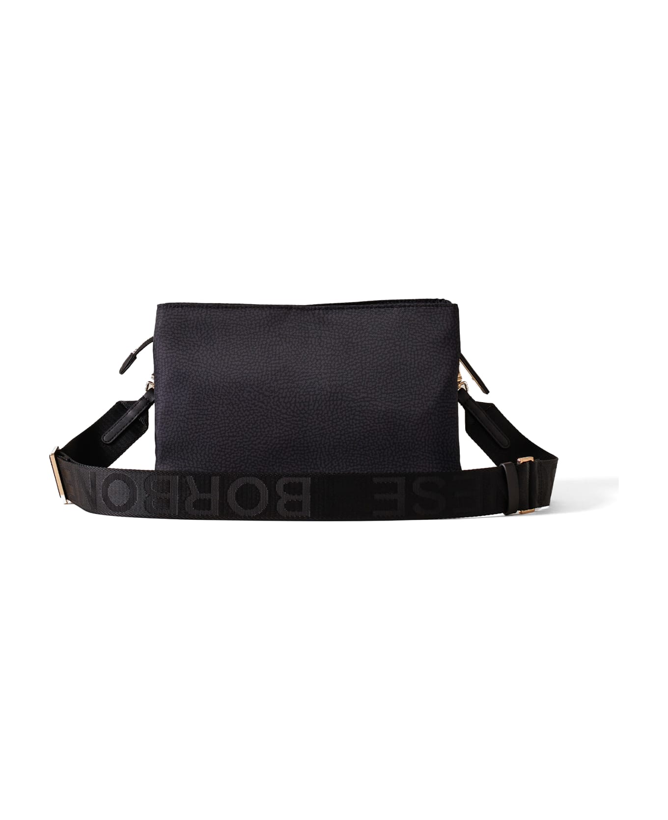 Borbonese Small Black Shoulder Bag - DARK BLACK