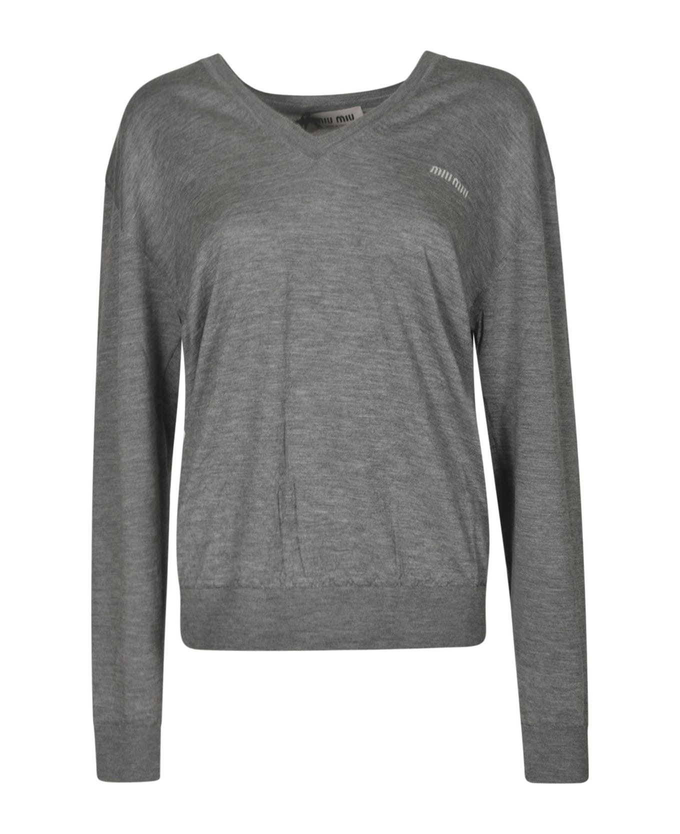 Miu Miu V-neck Sweater - Grey ニットウェア