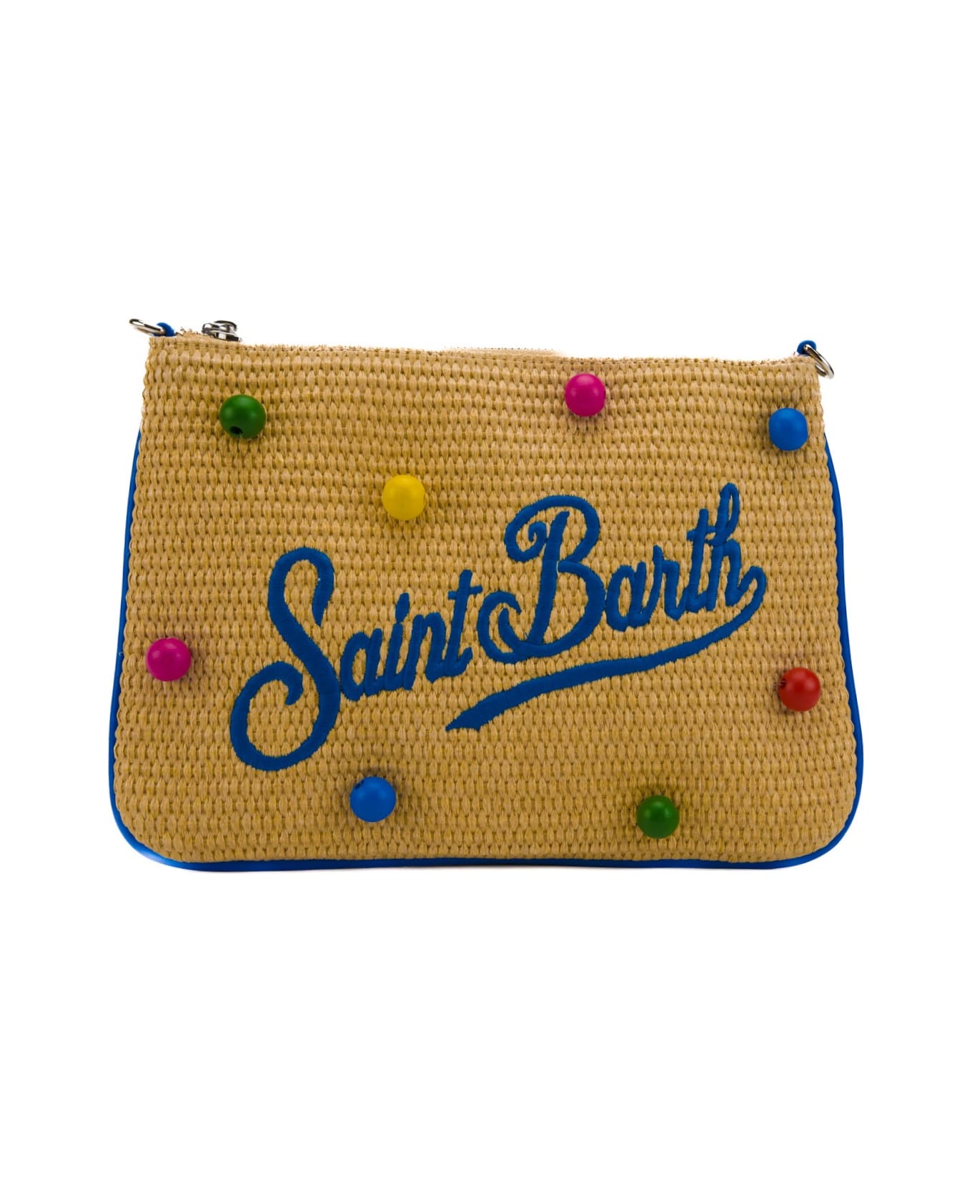 MC2 Saint Barth Parisienne Bag In Raffia With Wooden Beads - Naturale/multicolor クラッチバッグ