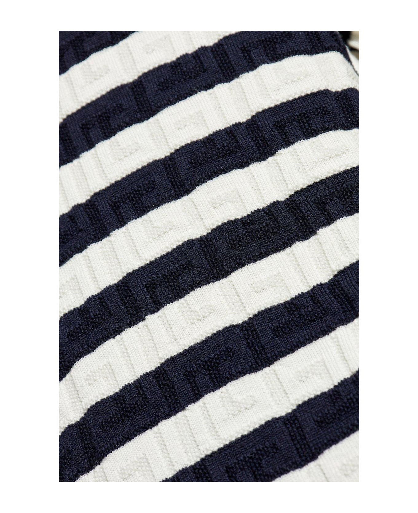Balmain Striped Knit Polo Shirt - beige