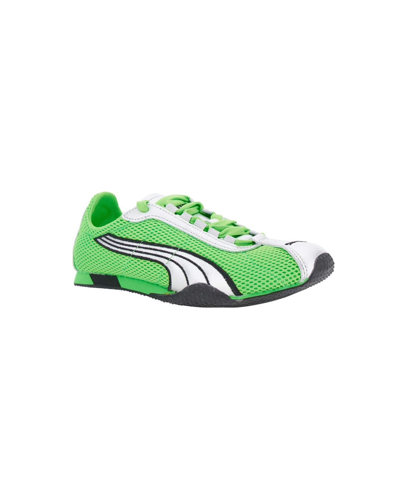 Puma 'h-street Og' Green Low Top Perforated Sneakers With Maxi Logo On The Tongue In Tech Fabric Unisex - Green
