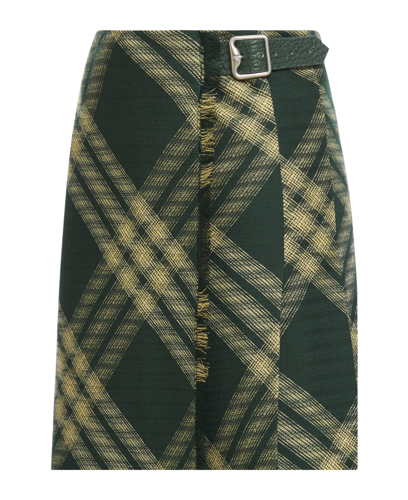 Burberry Check Printed Frayed-edge Midi Skirt - Primrose Ip Check
