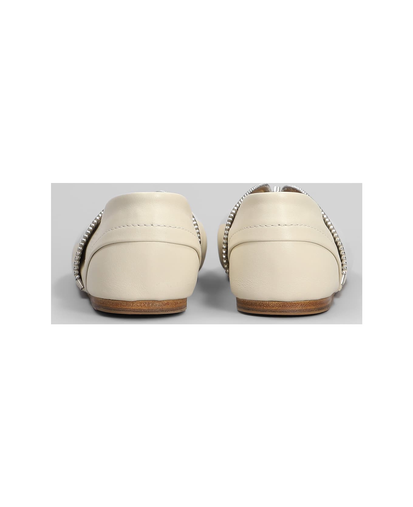 J.W. Anderson Biker Ballerina Ballet Flats In Beige Leather - beige