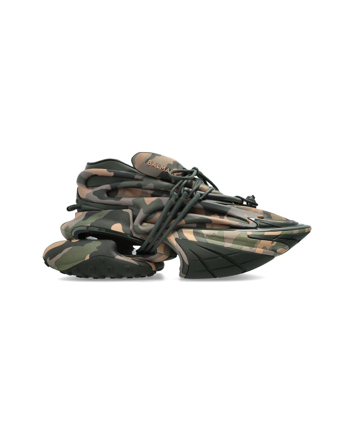 Balmain Unicorn Low Camouflage-print Trainers - Cachi